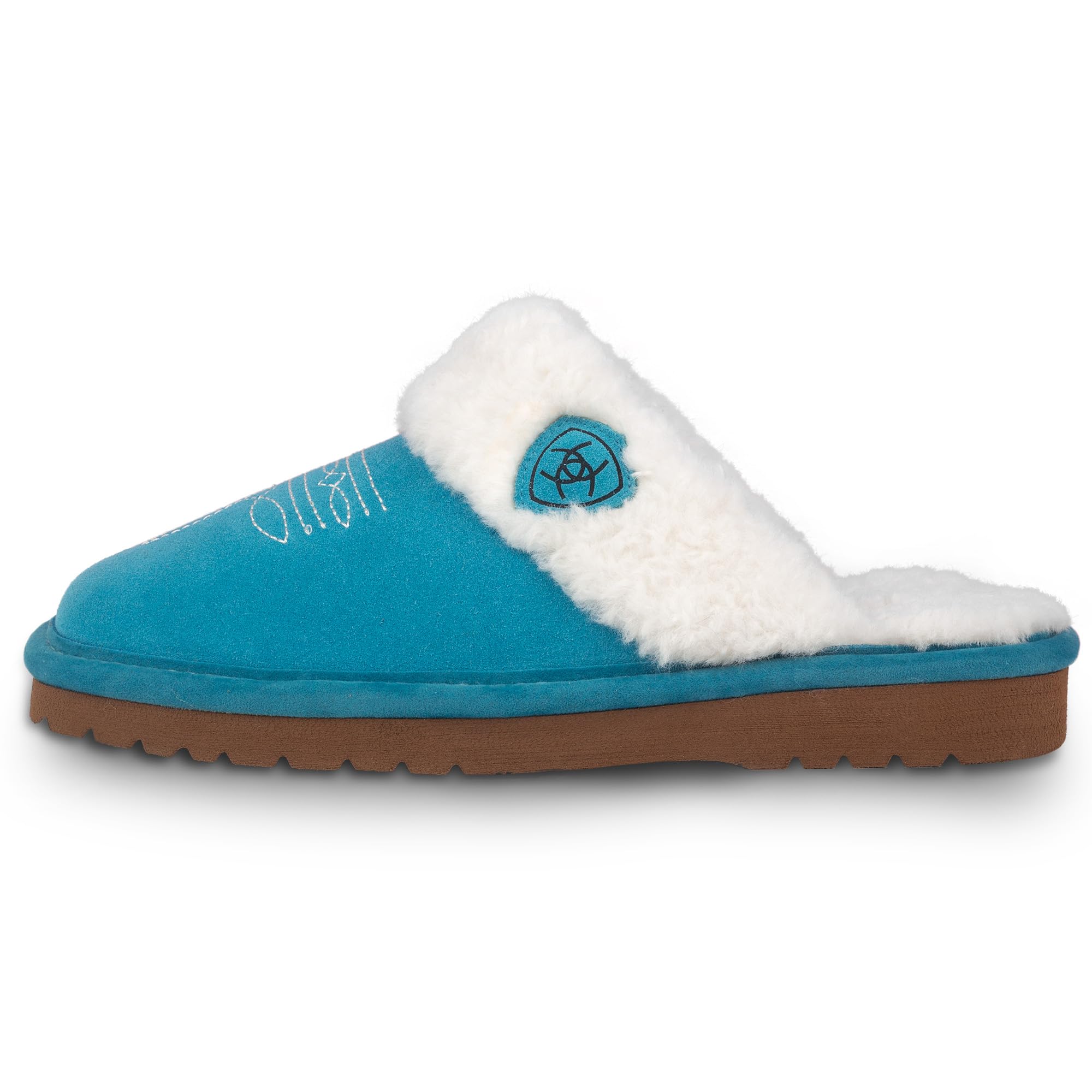 ARIAT Women's Jackie Square Toe Warm Soft Genuine Suede Leather Indoor Outdoor Slippers with Plush Collar