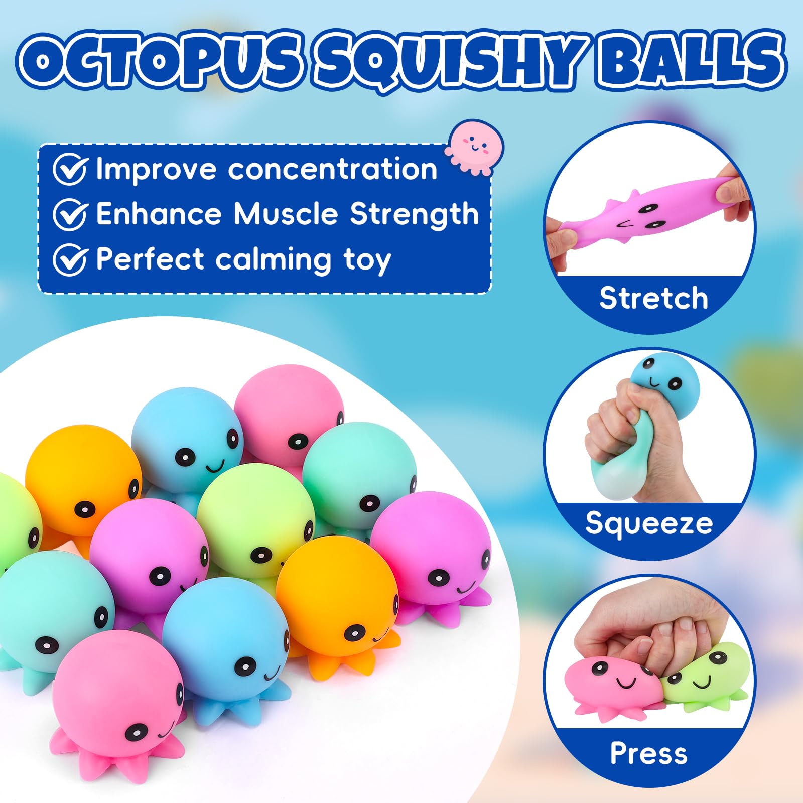 24 Pack Slow Rising Ice Cube Squishy Stress Balls，Stress Cube for Adults Kids , Bulk Taba Squish Fidget Toys, Square Squeeze Toy for Classroom Prizes, Mini Nice Cube Squishy for Party Favors
