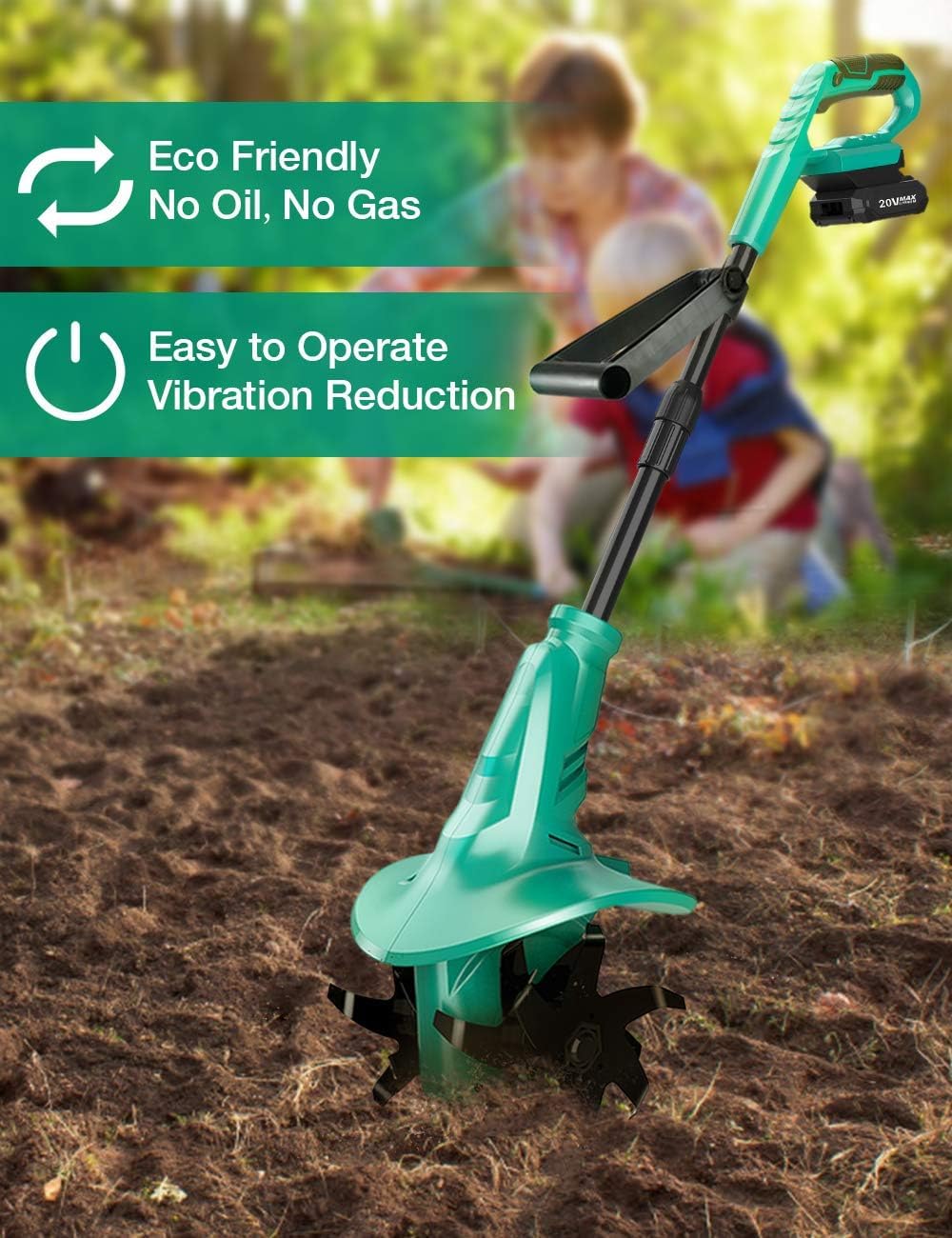 KIMO Leaf Blower Cordless with Battery and Charger, 540CFM/220MPH, Precision Adjustment Handle, 3Speeds w/ Visual Panel, Lightweight, 2 Extended Tube, 2* 2.0 Battery Powered Leaf Blowers for Lawn Care