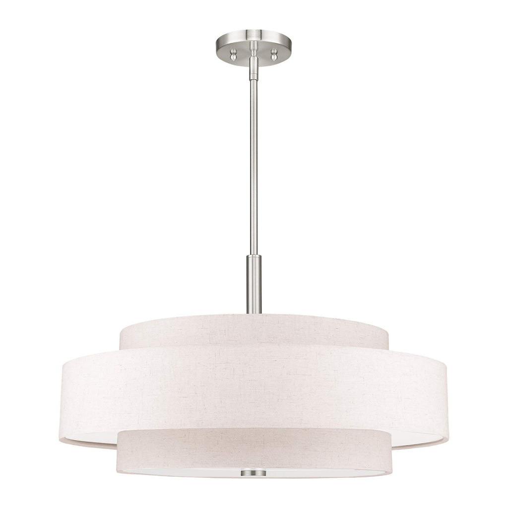 Livex Lighting Fabric Shade 52138-92 Meridian 5 Light English Bronze Pendant