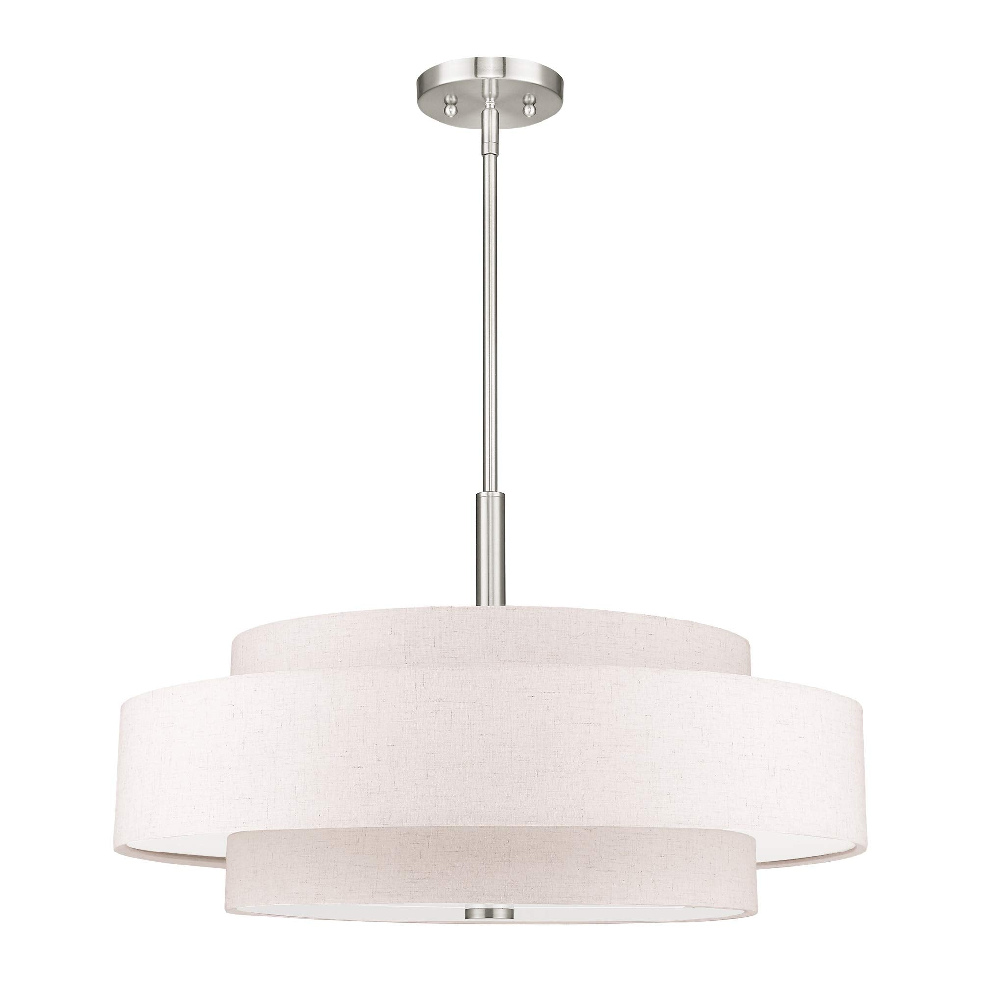 Livex Lighting Fabric Shade 52138-92 Meridian 5 Light English Bronze Pendant