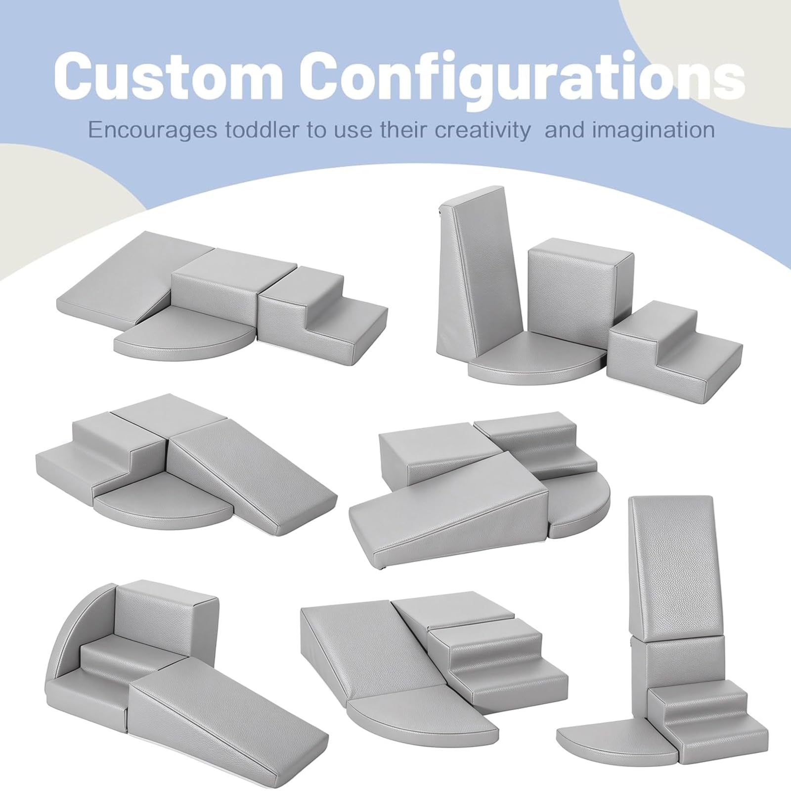 JungleDove 4-Piece PU Leather Baby Foam Climbing Blocks for Toddlers - Soft Play Climbing Toys for Toddlers - Foam Climbing Set for Crawling and Sliding Indoor (Gray)