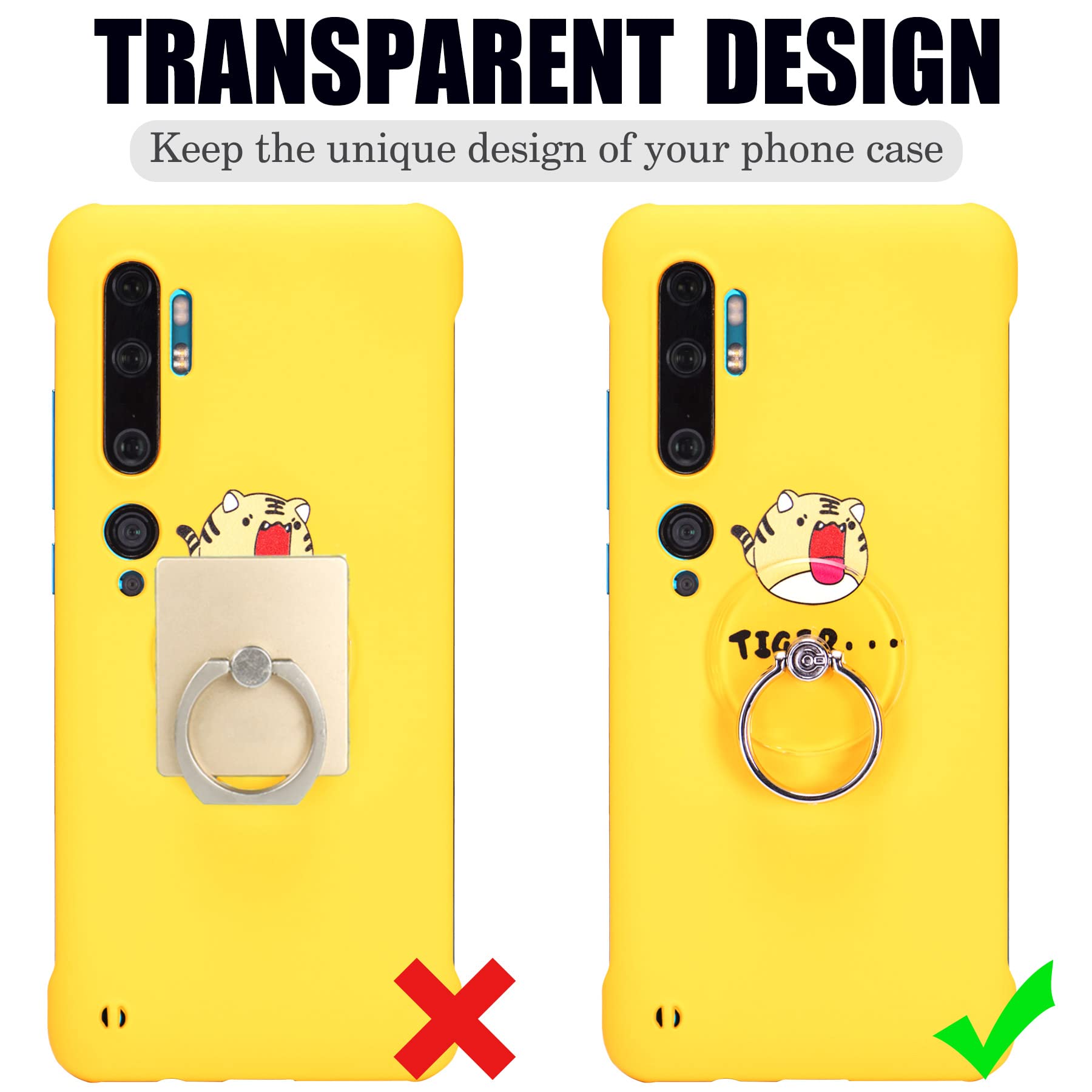 Transparent Phone Ring Holder Grip - EI Sonador Clear Cell Phone Ring Stand Holder Finger Grip Kickstand 360° Rotation, Compatible with Most of Phones, Tablets and Case (2 Aquamarine Diamond)