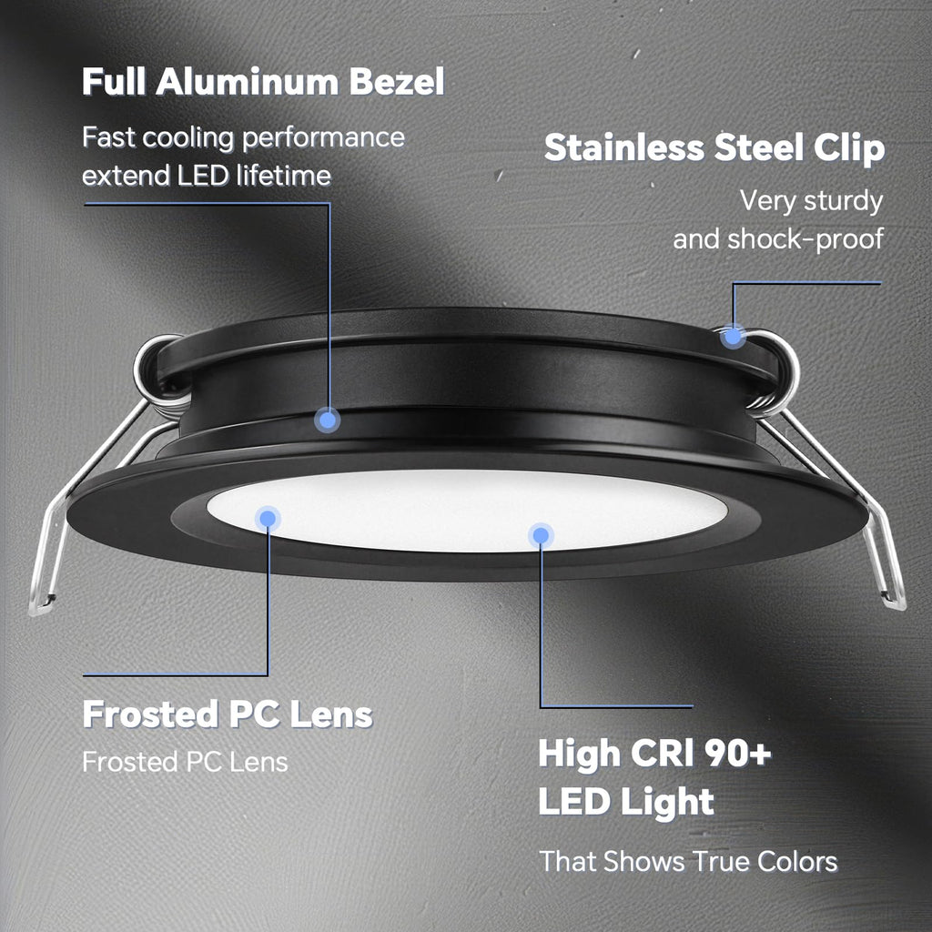 acegoo RV 2.75" Recessed LED Ceiling Light 12V Ultra-Thin Puck Light, Dimmable RV Lights Interior for Camper Van Truck Motorhome Boat Sailboat Roof Under Cabinet Lighting, 6 Pack (White,Cool White)