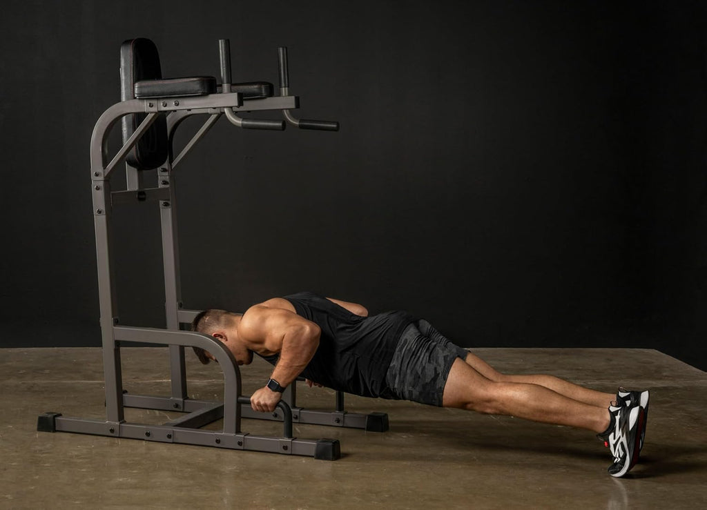 XMARK Knee Raise, Dip Stand with Push Up Station, Commercial Vertical Knee Raise, Captain's Chair, Upper Body and Core Workout Machine