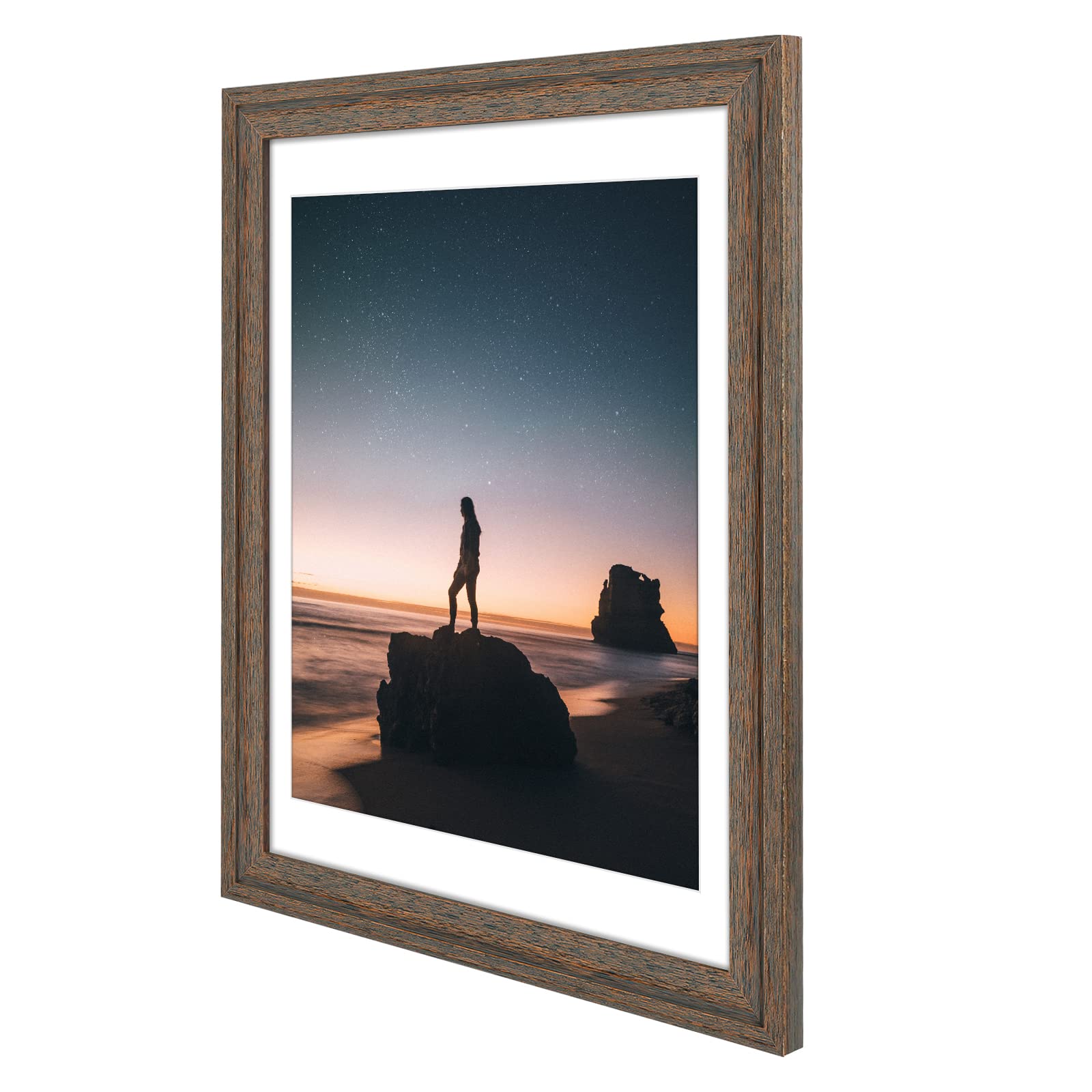 Golden State Art, 13x19 Picture Frame - Displays 11x17 Photo with Mat or 13x19 Without Mat, Wide Moulding Solid Wood Frame for Wall Display, Black