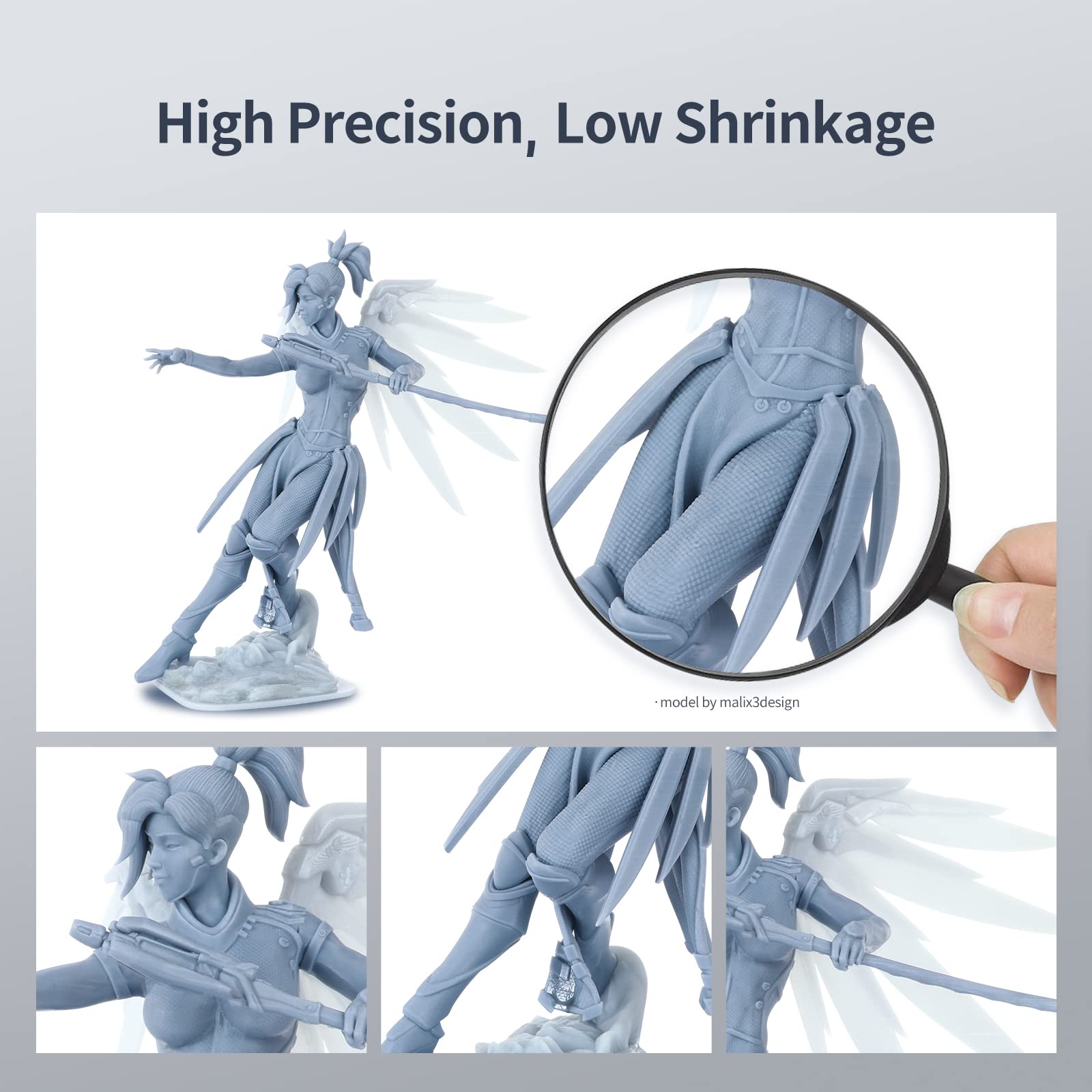 ANYCUBIC Tough Resin 2.0, 3D Printer Resin with Upgraded High Toughness and High Precision, 365-405nm Fast Curing 3D Resin for 4K 8K LCD/DLP/SLA 3D Printing (Black, 1kg)