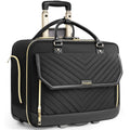 Rolling Laptop Bag for Women with 4 Spinner Wheels, 17 Inch Rolling Briefcase for Women with Lock, Waterproof Rolling Computer Bag with 11 Pockets & Padded Laptop Sleeve for Work Travel, Black