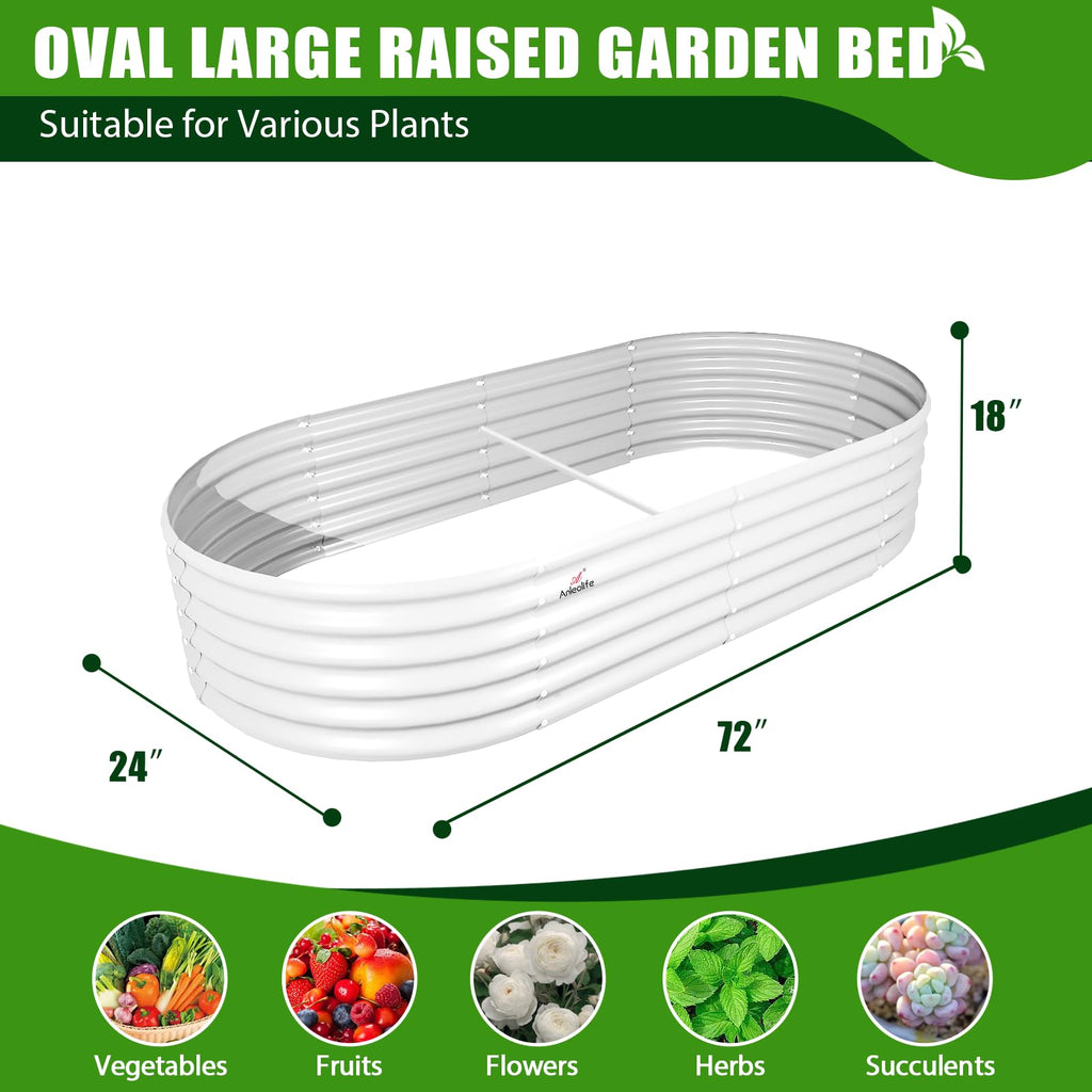A ANLEOLIFE 2-Pack 3ft x 24” Tall Galvanized Raised Garden Beds Outdoor, Round Metal Planter Box for Planting Vegetables Flowers Herb, Anti-Rust & Easy-Setup, Quartz Grey