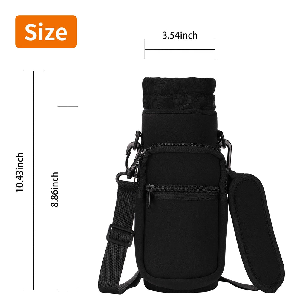 AceTreker 32/40/64/128 oz Neoprene Insulated Water Bottle Carrier Bag, Sling Bag Sleeve Pouch Holder with Strap & Paracord Handle and 2 Pocket for Travelling, Hiking, Camping