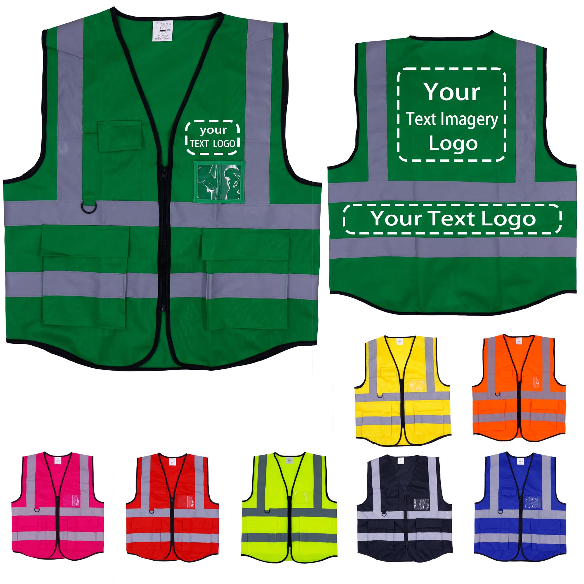 Custom Safety Vest for Men with Pockets Construction Vest High Visibility Reflective Vest Safety Vests Black Safety Vest