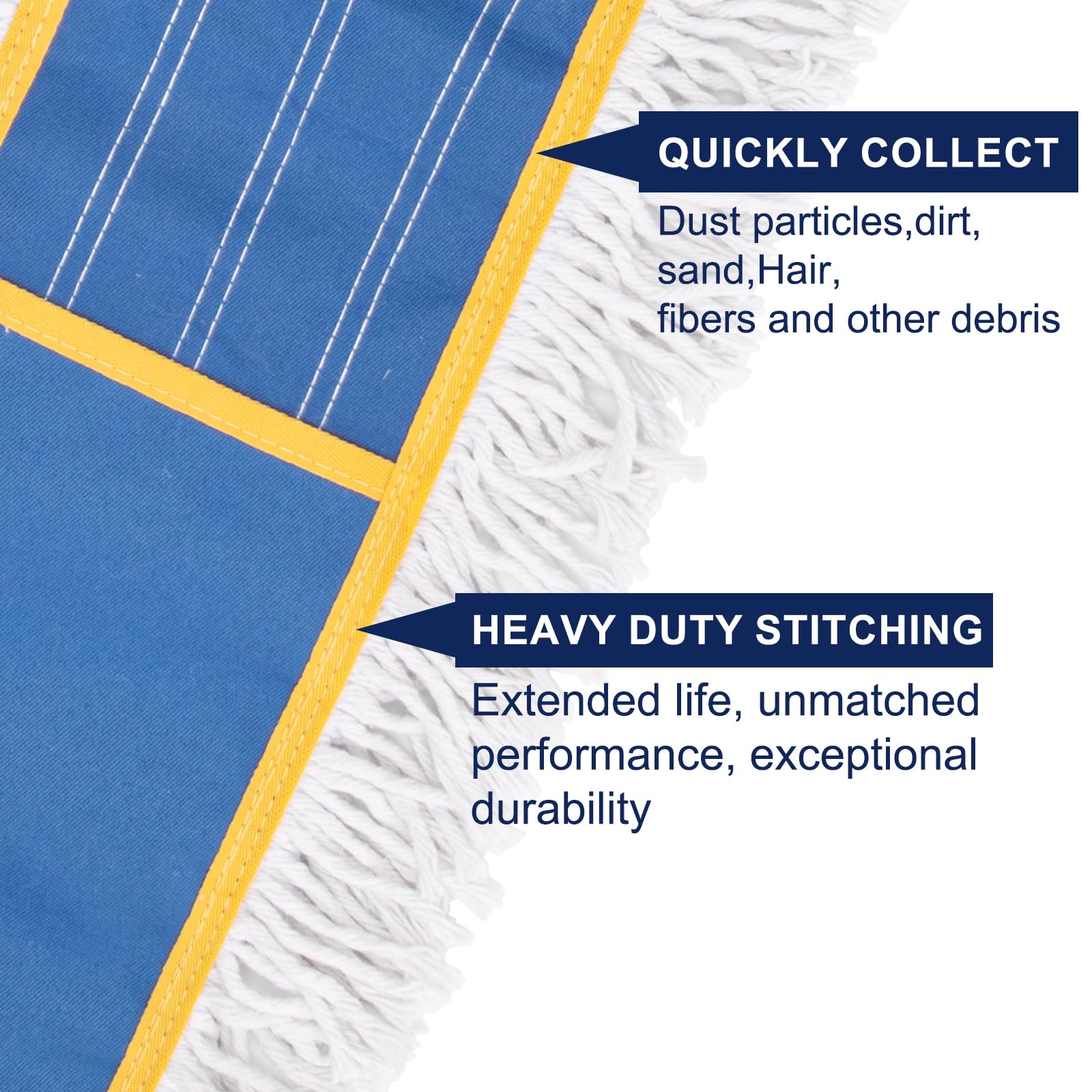 KeFanta 36" Commercial Dust Mops for Floor Cleaning,Industrial Dry Mop with Heavy Duty Long Handle,Large Cotton Reusable Mop Head,for Hardwood,Tile,Concrete,Laminate,Garage Floors(Blue)
