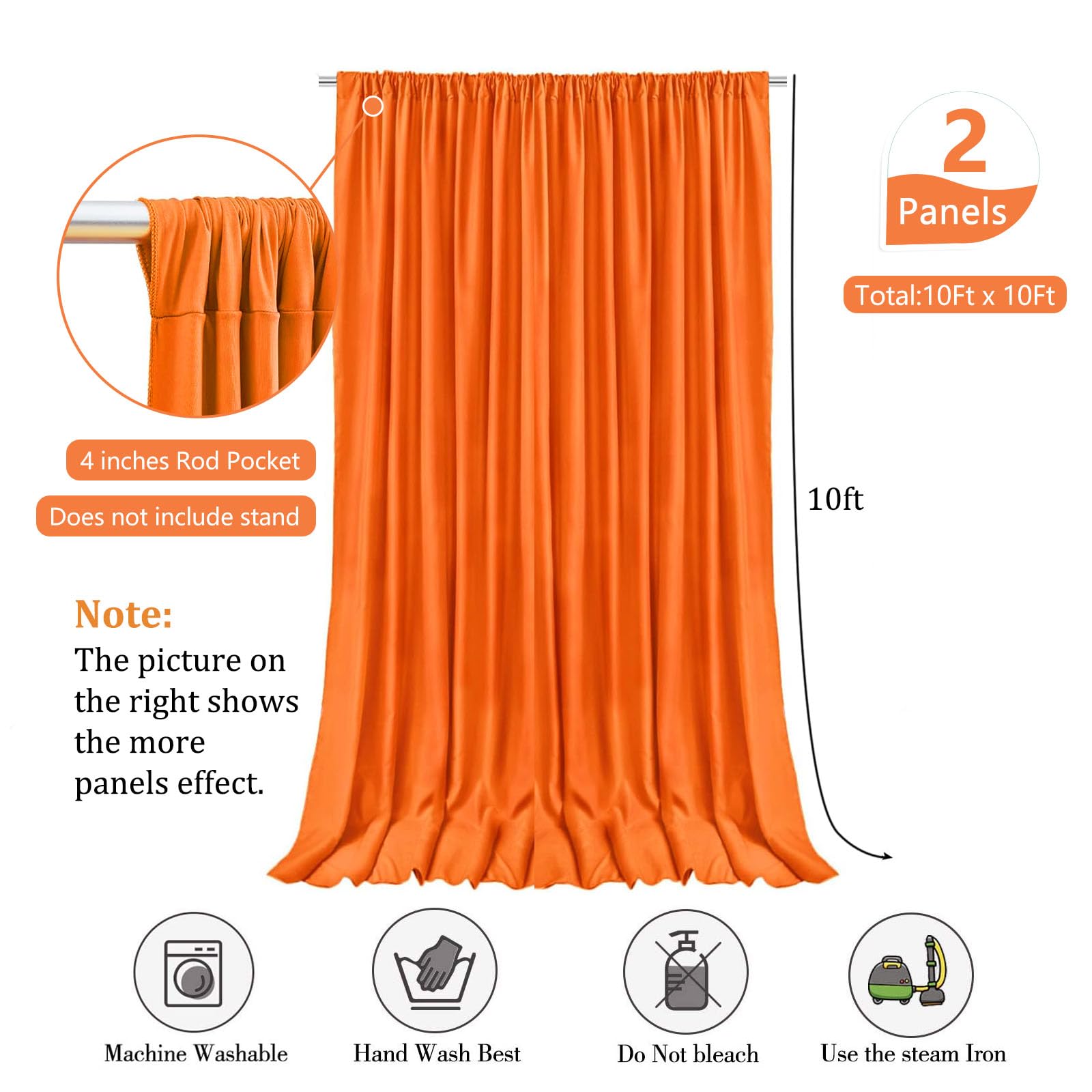 10 x 10 Feet Black A Backdrop Curtain for Partie, Background Curtains for Photoshoot, Birthday, Wedding, Halloween, Thanksgiving, Christmas, New Year Party Decorations 5Ft x 10Ft, 2 Panels
