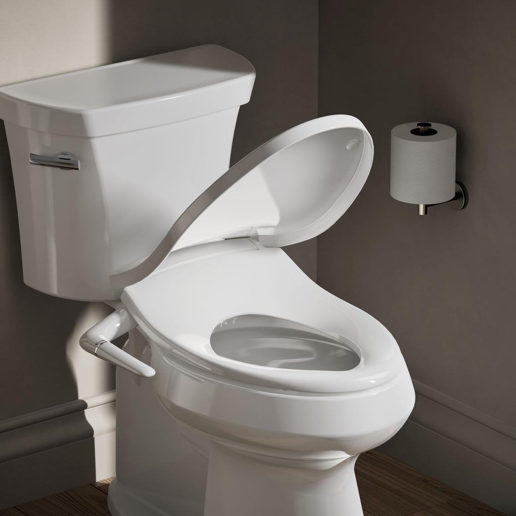 Kohler PureWash M250 Manual Round Bidet Toilet Seat, White, Quiet-Close Lid Prevents Slamming, Easy Installation with Quick-Release Hinges, Adjustable Spray Position & Pressure