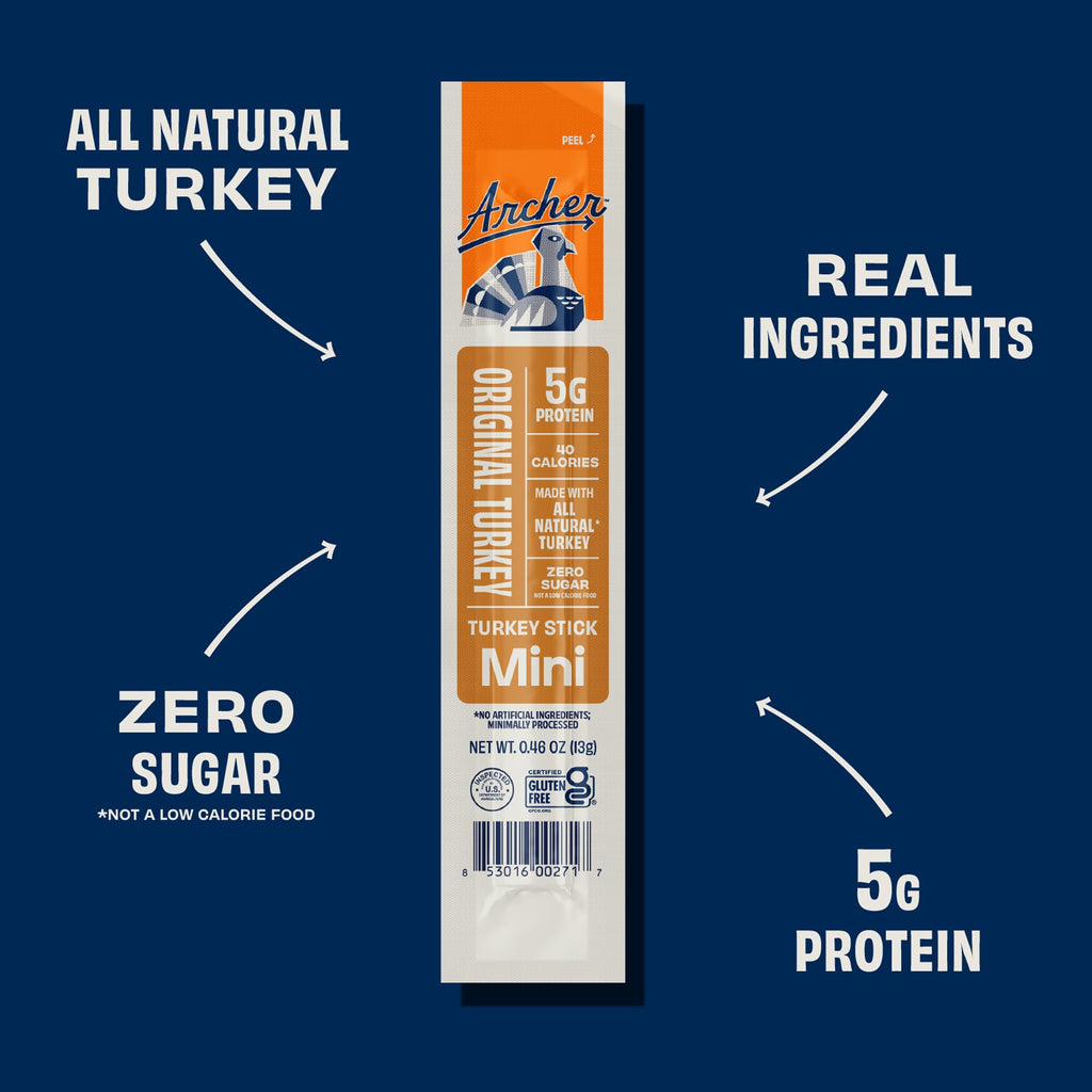 Archer Jerky Mini Beef Jerky Sticks - Grass Fed Beef Sticks Individually Wrapped, Mini Protein Snacks Bulk, Protein Snack Packs, Gluten Free, Paleo, Keto - .5 oz (Pack of 28)