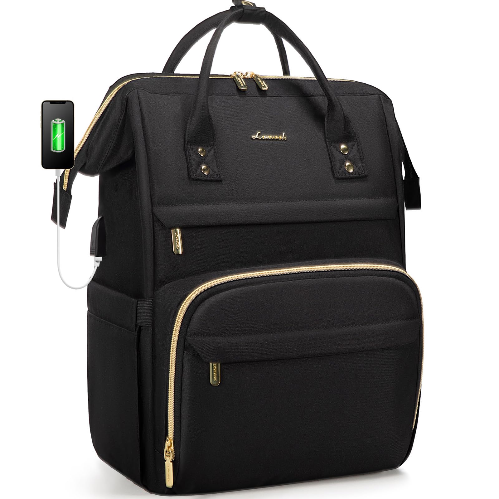 LOVEVOOK Laptop Backpack for Women with Giant Tumbler Holder Pocket, 15.6 Inch Work Daypack for Teacher Nurse, Computer College Bookbag Purse, Waterproof Travel Back Pack with USB Charging Port