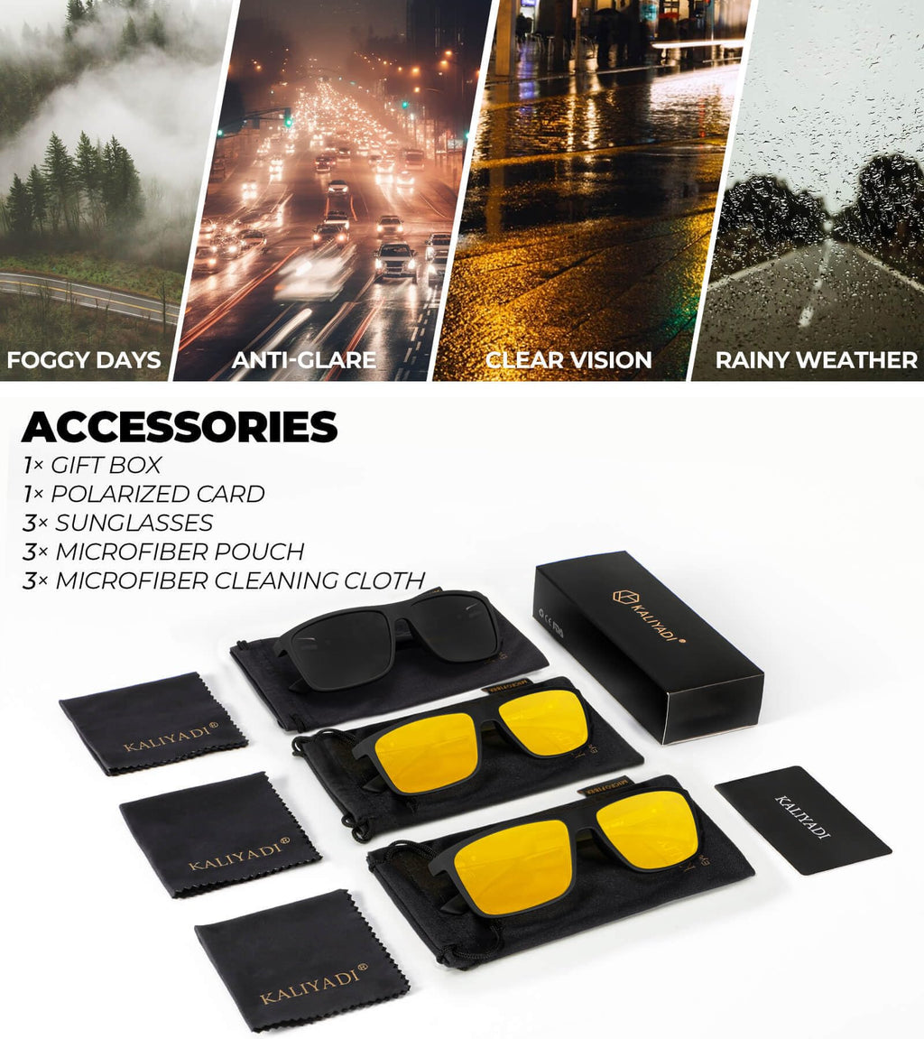 KALIYADI Polarized Sunglasses for Men and Women, Mens Sun Glasses with UV Protection for Driving Fishing Golf (3 Packs)