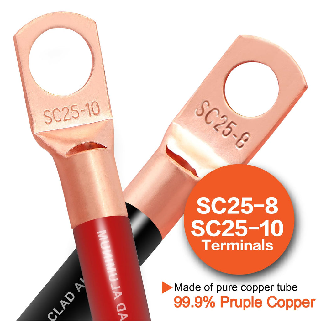 4 Gauge Wire (50ft Each - Red/Black) Copper Clad Aluminum CCA with Cable Cutter,Lugs Terminal Connectors and Heat Shrink Tube - Battery Power/Ground Cable,Car Audio Speaker,RV Trailer Amp Wiring kit