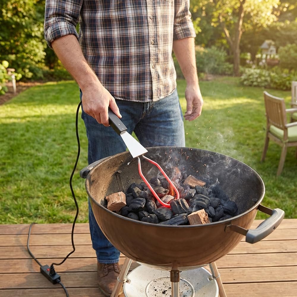 600W Electric Charcoal Starter Fire Lighter for BBQ Grill Smoker Fireplace, Firepit, Stove - Quickly Ignite Coals Briquettes Without Lighter Fluid or Matches - 29 Inch Power Cord