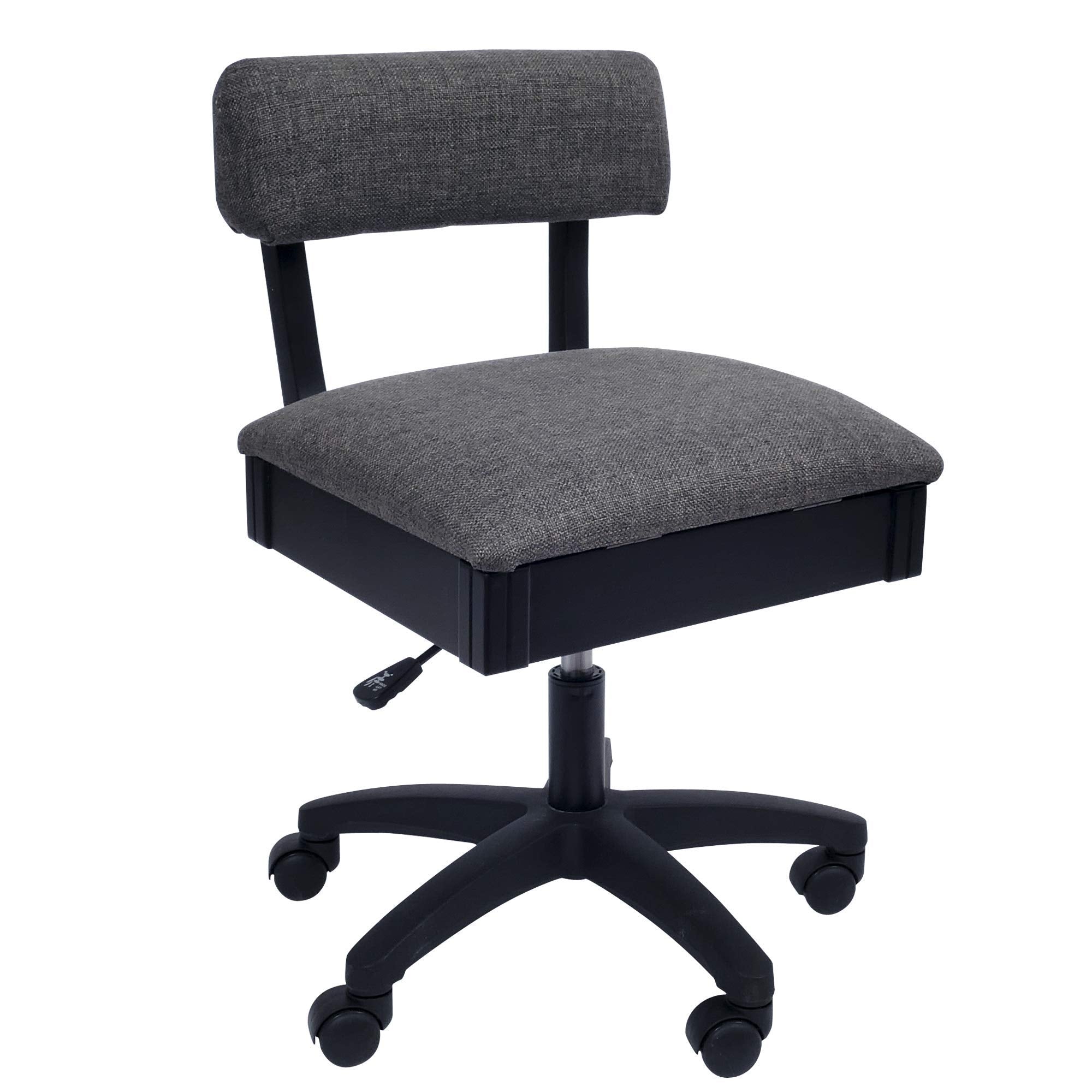 Arrow Sewing H8123 Adjustable Height Hydraulic Sewing and Craft Chair with Under Seat Storage and Solid Fabric, Lady Gray Fabric