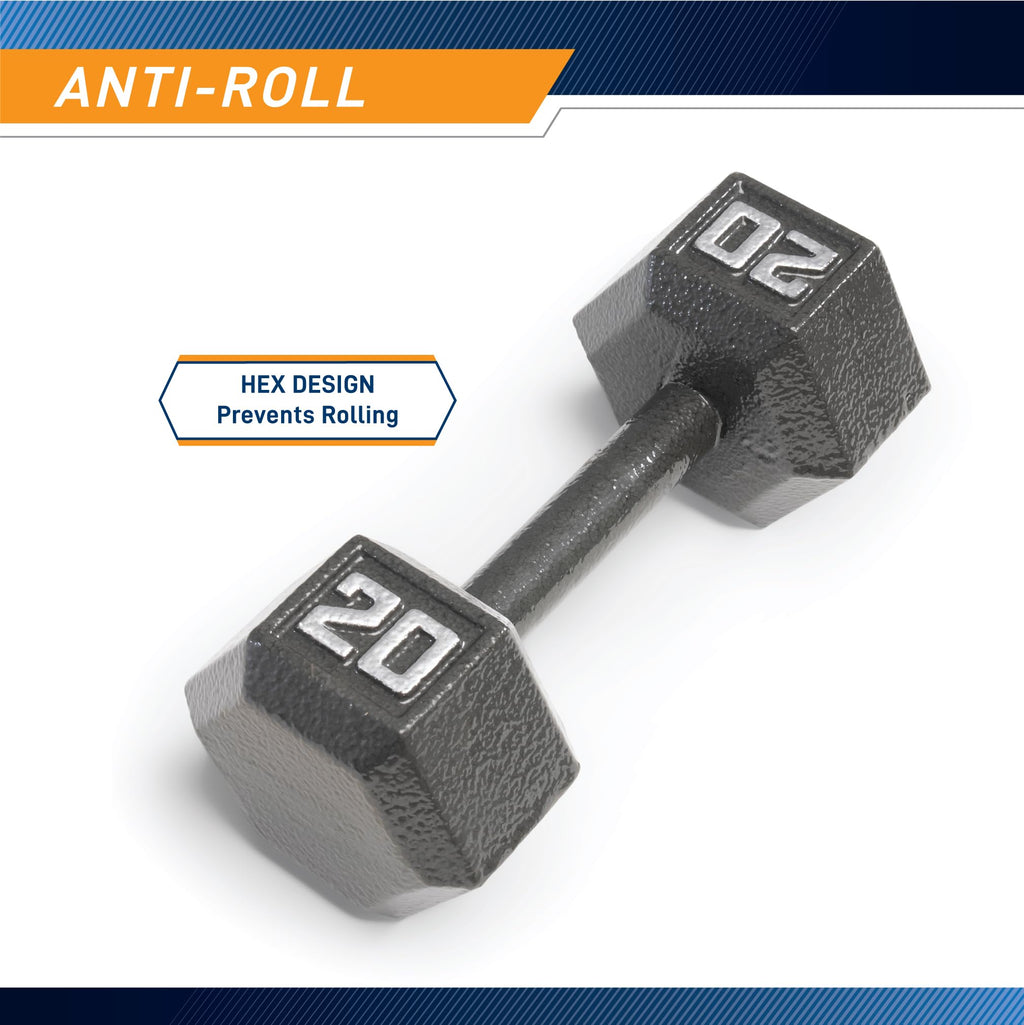 Marcy Cast Iron Hex Dumbbells Collection - Available size from 3-lb to 100-lb, SOLD INDIVIDUALLY