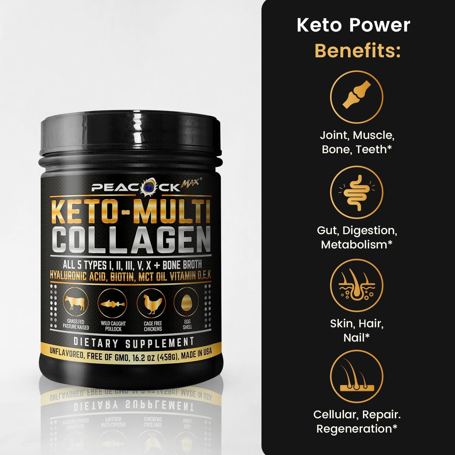 Collagen Keto Coffee Creamer Powder 12.2 oz - Hydrolyzed Collagen Peptides with Coconut MCT Oil, B12, Magnesium, Unflavored Protein Powder, Sugar Free Coffee Creamer for Smoothies & Baking