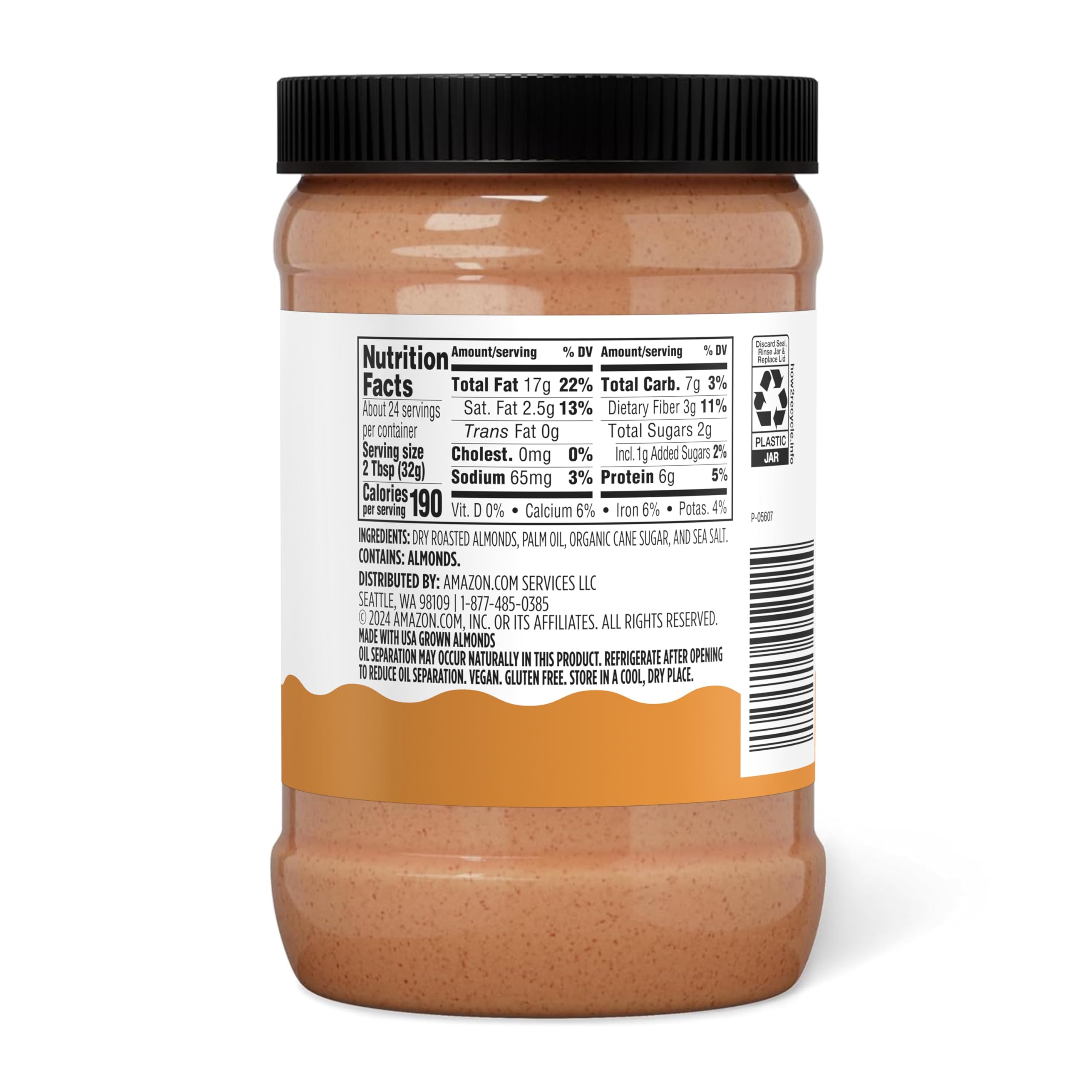 Amazon Grocery, Creamy Almond Butter, 16 Oz