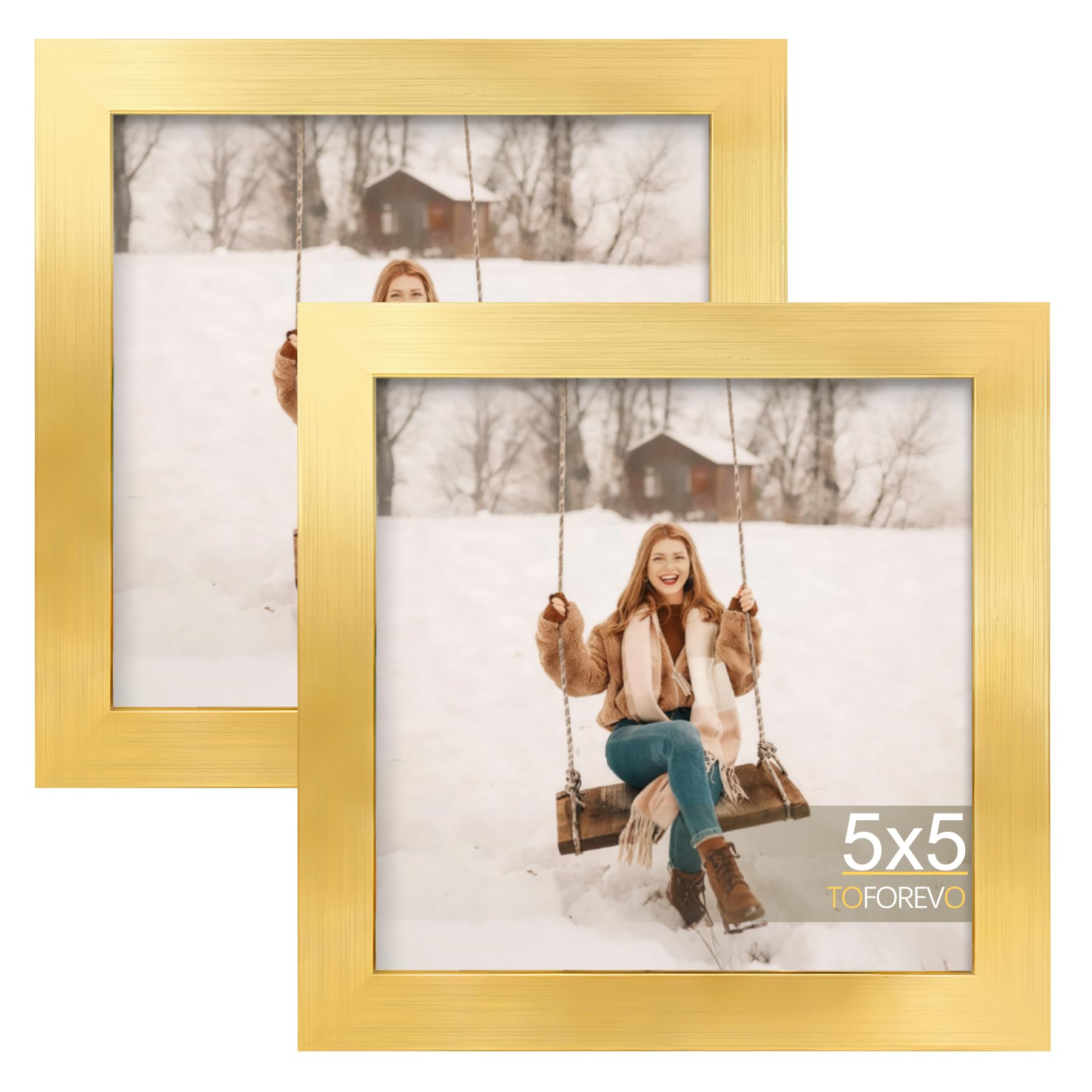 TOFOREVO Picture Frames 4x4 Set of 2 Black Wood Grain Photo Frame for Gallery Wall Mounting or Tabletop Display
