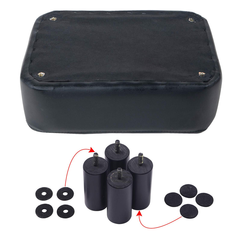 IBUYKE 16.54" Small Footstool, PU Faux Leather Step Stool, with Padded Seat Pine Wood Legs and Padded Rectangular Stool, for Bedroom, Black RF-BD210