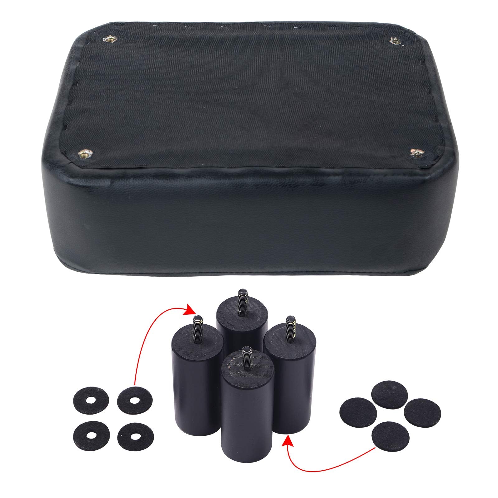 IBUYKE 16.54" Small Footstool, PU Faux Leather Step Stool, with Padded Seat Pine Wood Legs and Padded Rectangular Stool, for Bedroom, Black RF-BD210