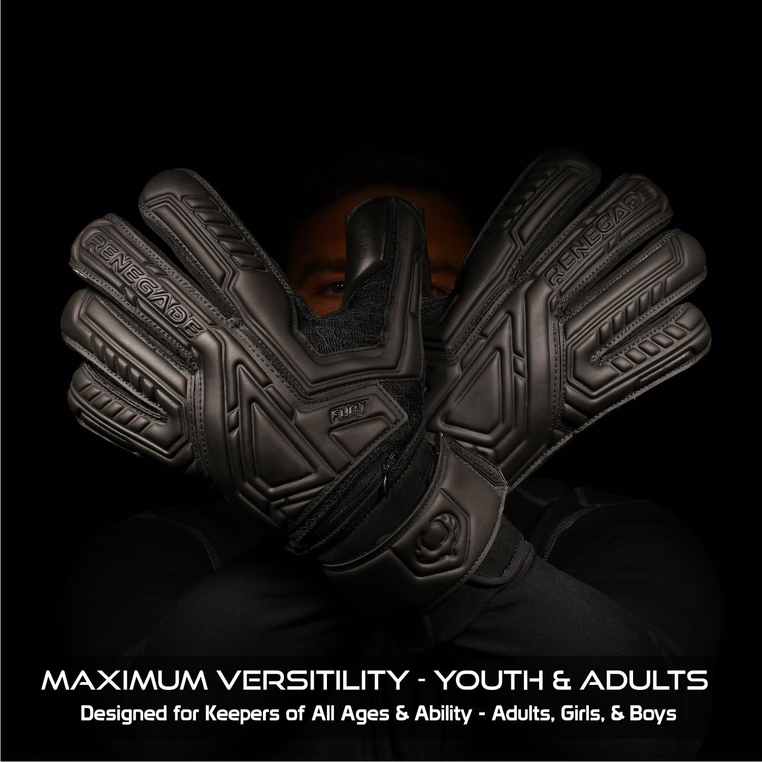 Renegade GK Fury Goalie Gloves with Microbe-Guard - Adult, Youth, Kids (Sizes 6-11) Pro-Tek Fingersaves & 4+3MM Giga Grip | High Performance Pro-Level Goalkeeper Glove | Based in USA