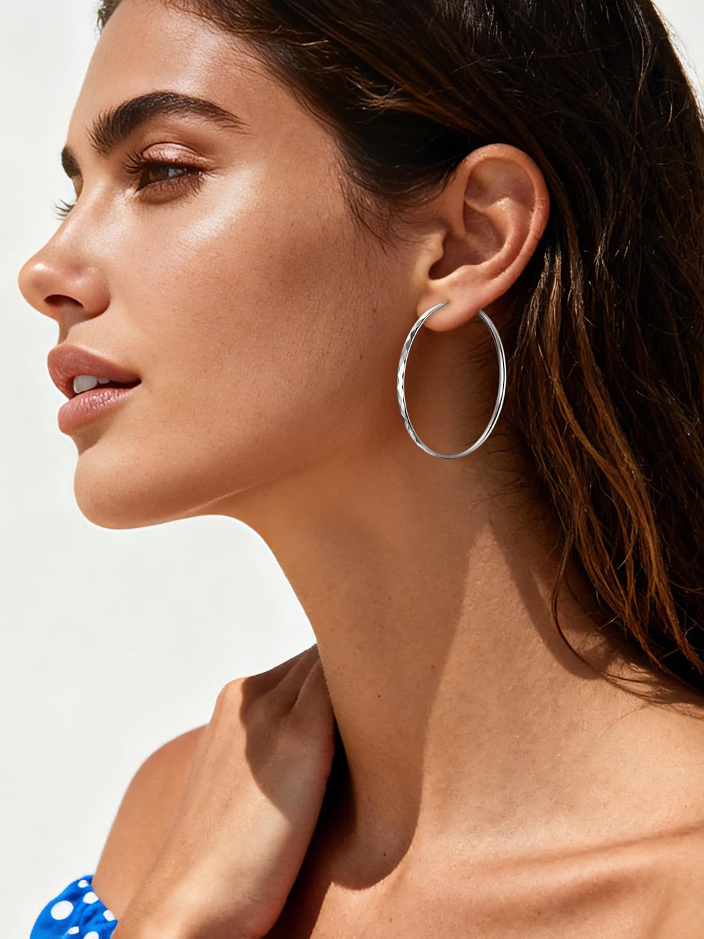 ChicSilver 925 Sterling Silver Hoop Earrings for Women Hypoallergenic, Lightweight Large Gold Plated Silver Hoop Earrings, Endless Hoops Earring 20/30/40/50/60/70MM