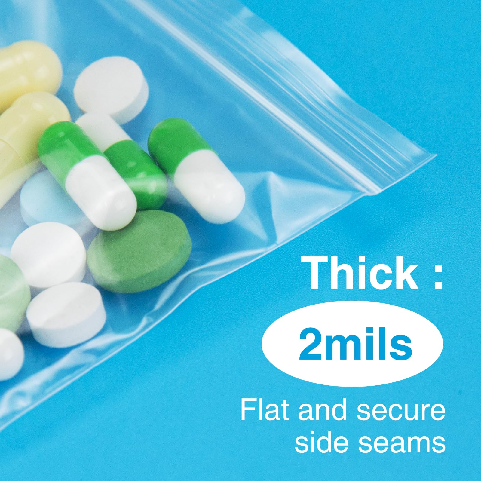 1200pcs 1.5" x 1.5" 2 Mil Clear Plastic Zip Bags, Bulk Jewelry Bag, Poly Bags with Resealable Zip Top for Pills, Meds, Jewelry, Travel, Storage, Packaging, Shipping