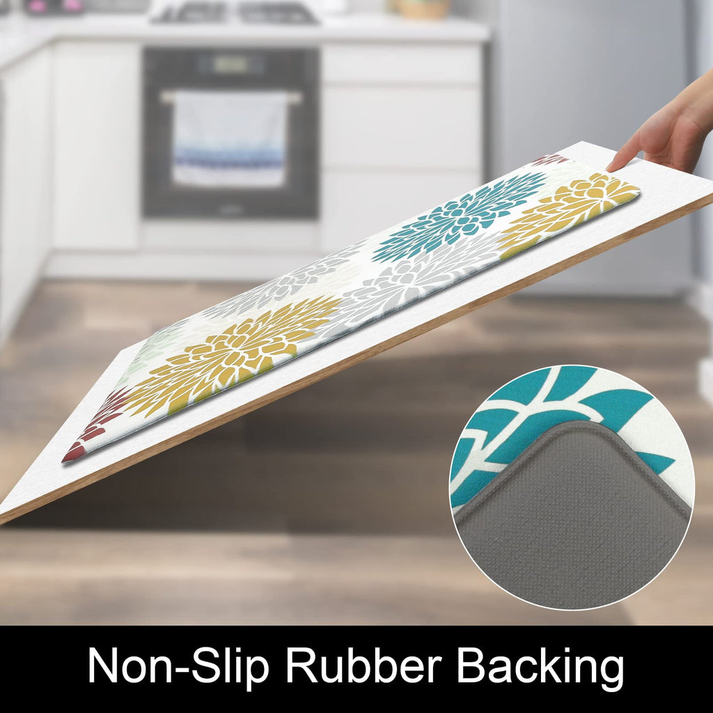 HEBE Anti Fatigue Kitchen Rugs Sets of 2, Non Slip Kitchen Mats for Floor, Waterproof Cushioned Comfort Standing Carpet for Kitchen Sink, Home Office, Laundry Room