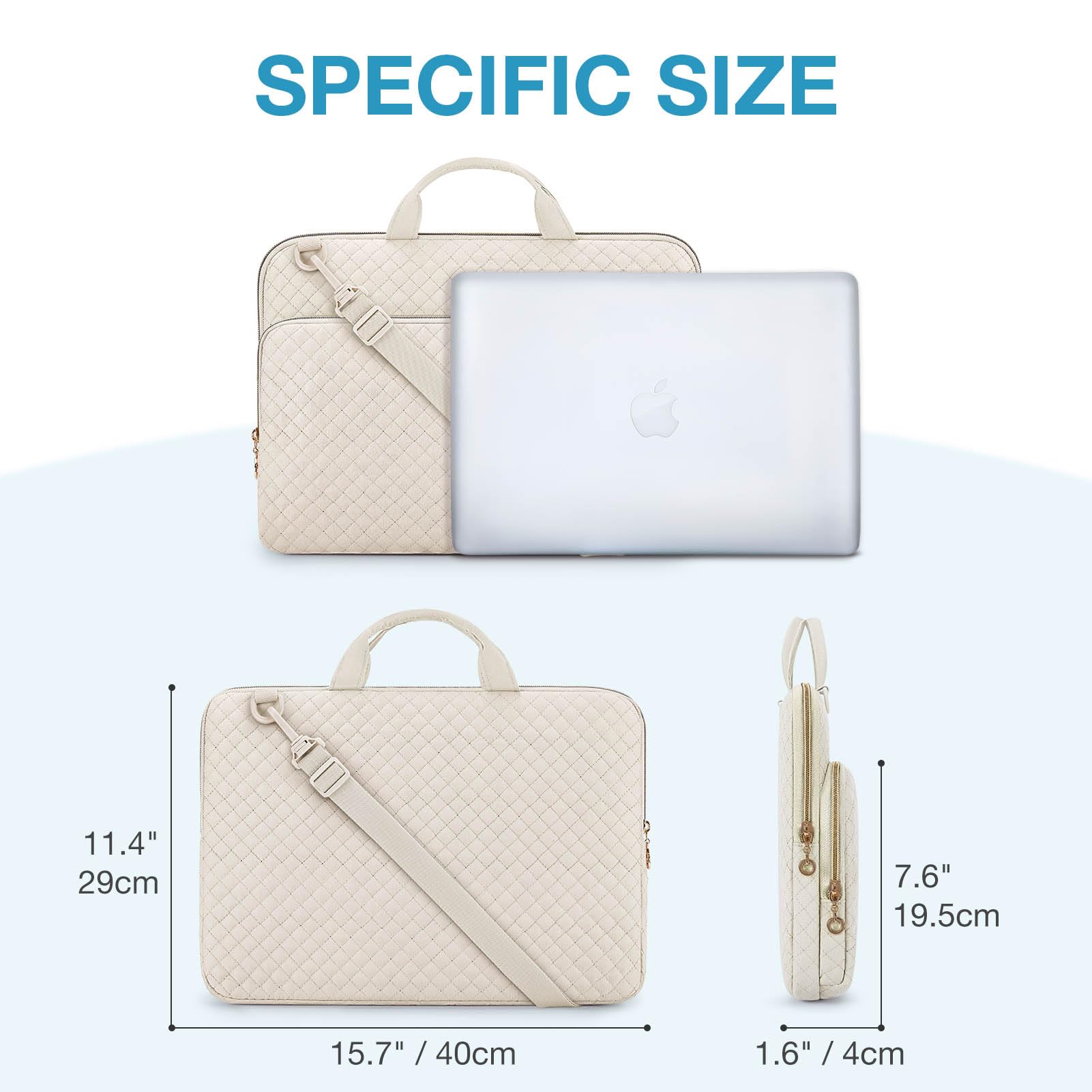 BAGSMART Laptop Case Compatible with 13-13.3 inch Notebook,Compatible with MacBook Pro 14 Inch,MacBook Air,Protective Carrying Bag with Pocket,Handles, Beige