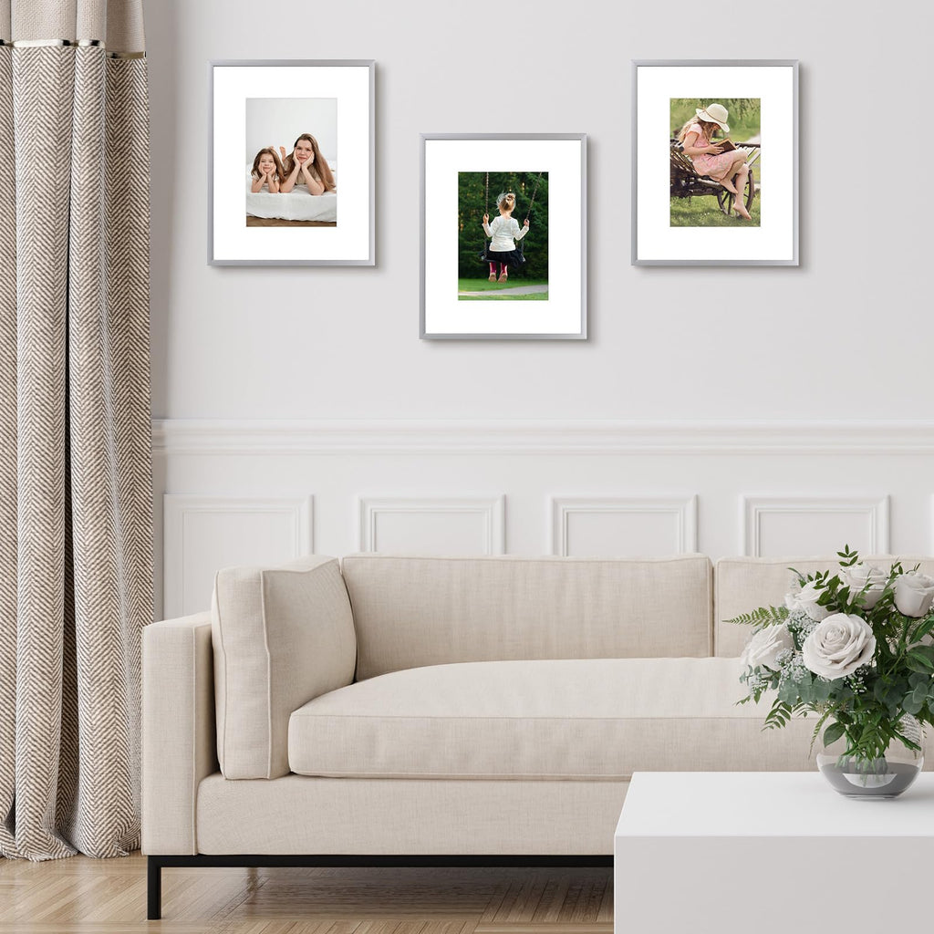 Frametory, 6x8 Aluminum Picture Frame - 6 x 8 Black Frame with Removable Mat for 5 x 7 Photo - 6 by 8 Durable Metal Frame with Real Glass - Sawtooth Hanger for Easy Wall Display - 1 Pack