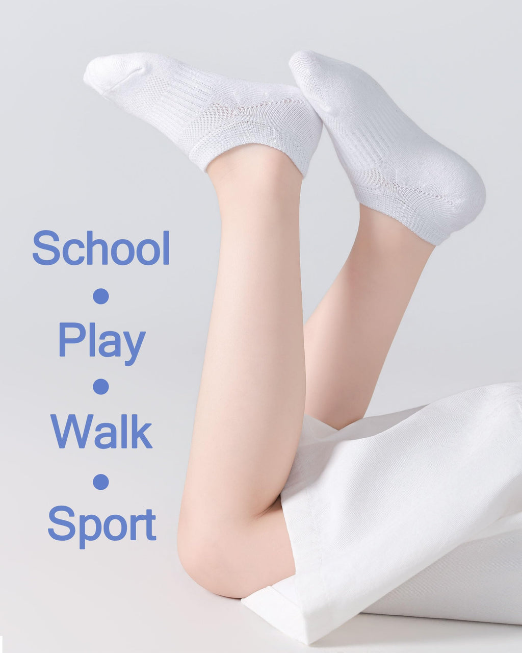 No Show Cotton Socks for Girls and Boys - Low Cut, Breathable, Non-Slip Short Socks for Kids - 5/10 Pairs