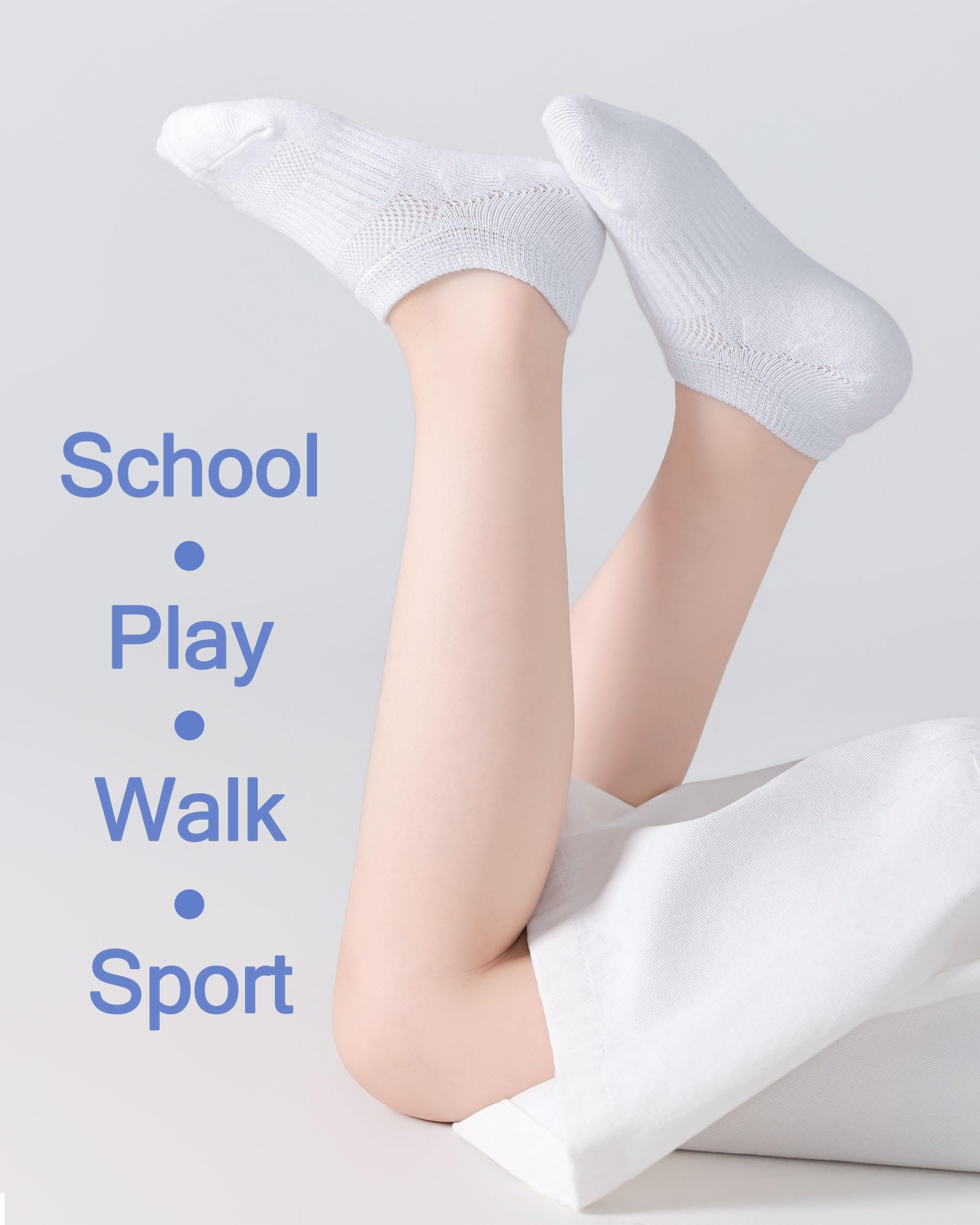 No Show Cotton Socks for Girls and Boys - Low Cut, Breathable, Non-Slip Short Socks for Kids - 5/10 Pairs