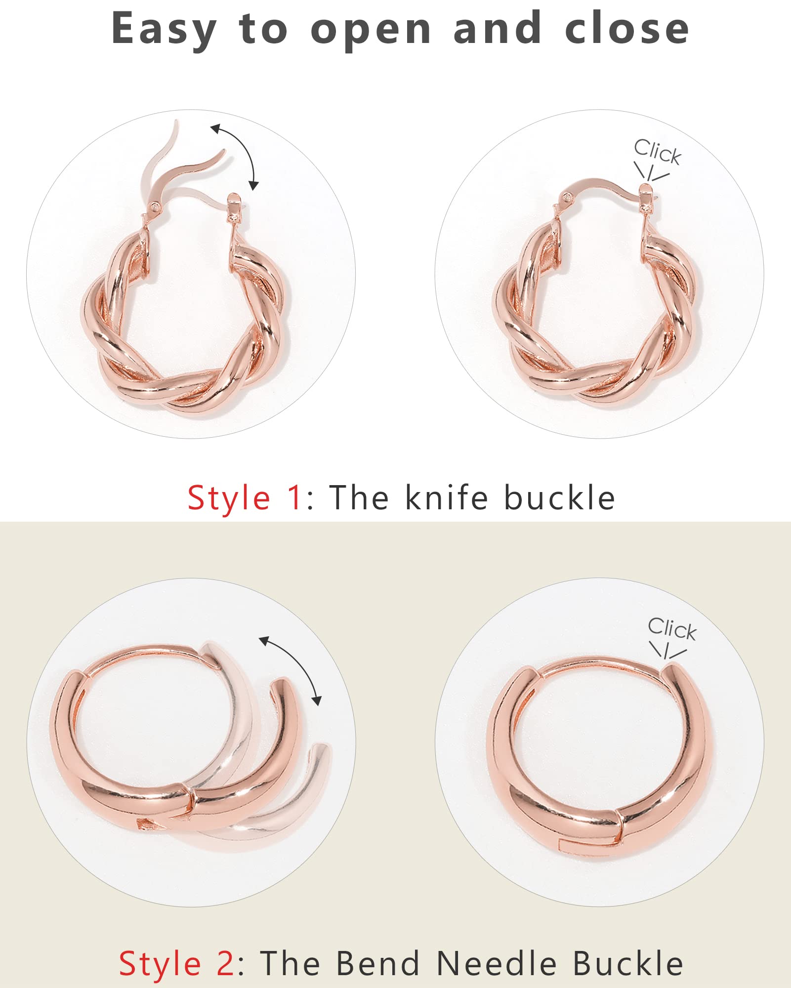 Adoyi 9 Pairs Gold Hoop Earrings Set for Womens Twisted Huggie Hoops Earrings 14K 18K Gold Plated for Girls Valentines Mother's Day Birthday Gifts Lightweight