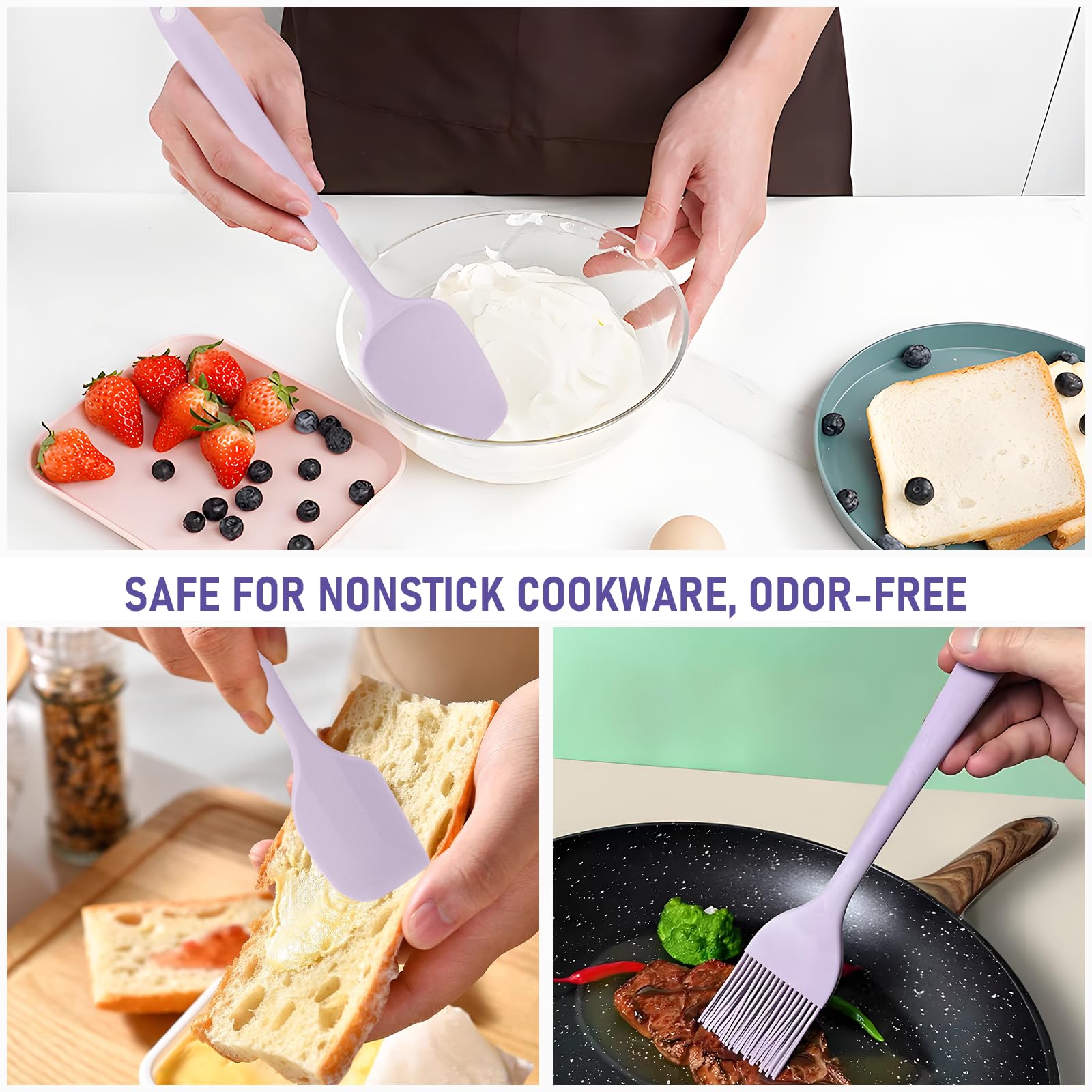 4 Pcs Silicone Jar Spatulas, Non-Stick Heat Resistant Cake Cream Spatulas Set, 9.8 inch Cake Cream Butter Spatulas(4 colors）
