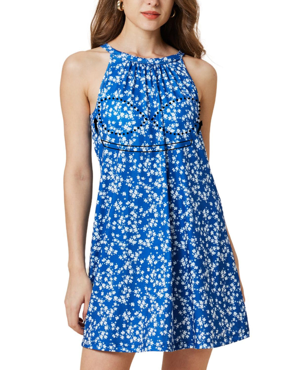 ANYFITTING Summer Dress with Built in Bra Casual Beach Sundress Flowy Halter Mini Short Dresses for Women 2026