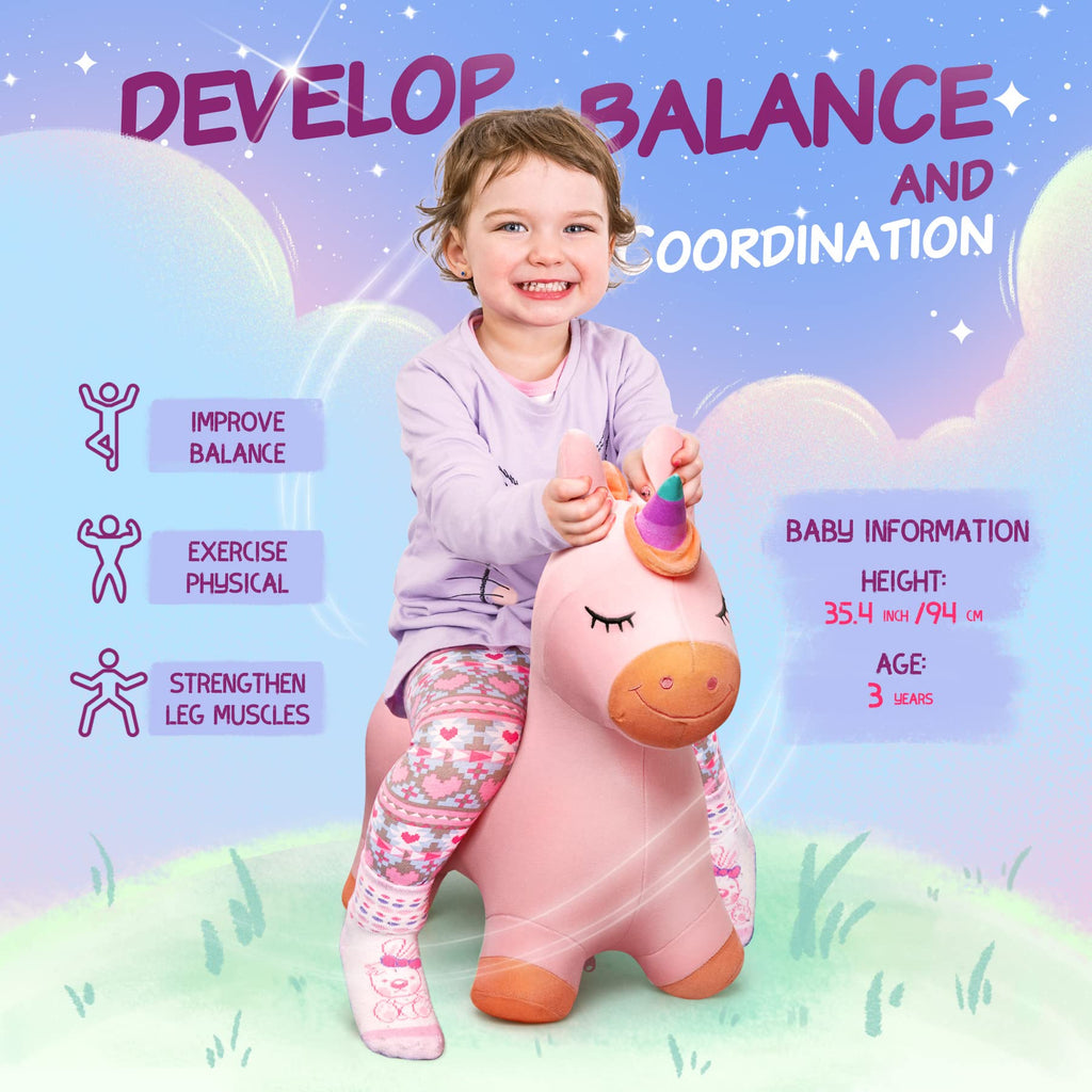 Kids Dinosaur Bouncy Animal Toys, Inflatable Triceratops Bouncer, Ride on Bounce Hopper, Indoor Outdoor Activity Birthday Gift for 18 Months 2 3 4 Years Old Boys