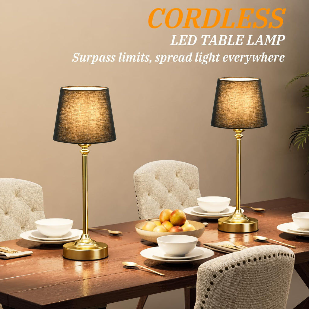 Touch Control Cordlss Table Lamp, USB-C Rechargeable Lamp with Stepless Dimming, 4000mAh Battery Operated Bedside Lamp for Bedroom, Living Room, Night Light & Emergency Lighting, Black, 1 Pack