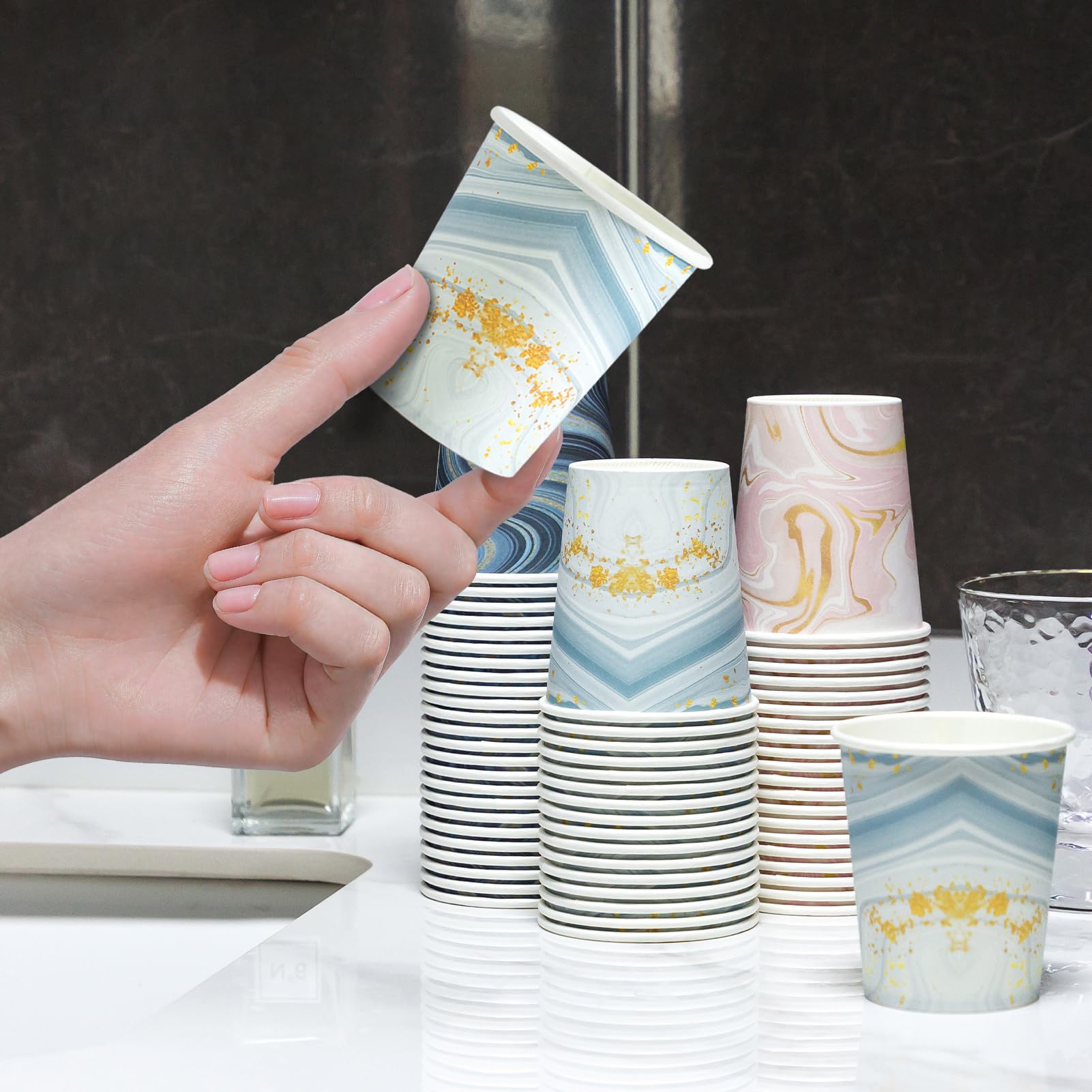 BYSNOW 100 Pack 3 oz Paper Cups, Disposable Bathroom Cups, Small Mouthwash Cups, Mini Paper Cups for Bathroom, White 100Pack