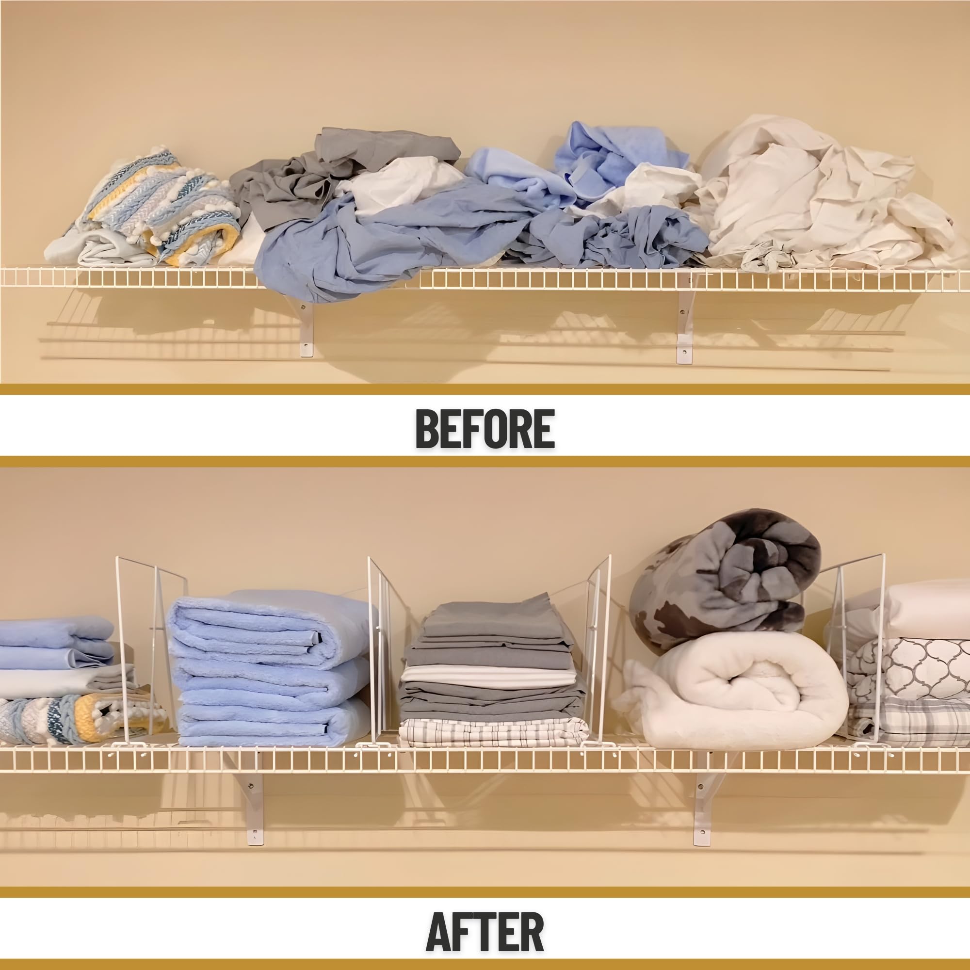 Evelots Wire Shelf Dividers - Extra Closet Organization and Storage for Home or Office -4 Pack- New Removable Hooks - Tall Shelf Separators - Easy to Clip -No Tool- Sturdy Coated Steel - 12 Inch Tall