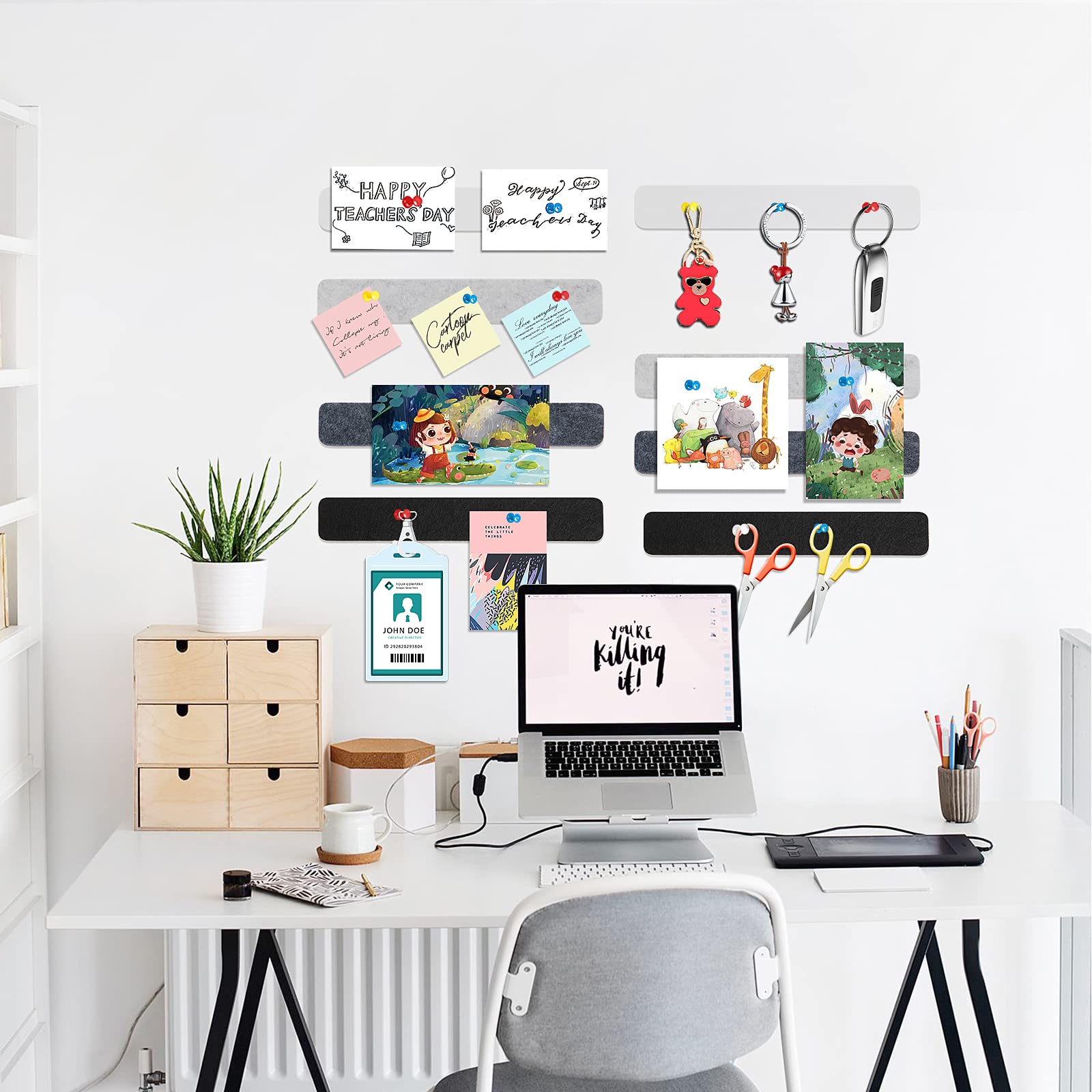 Felt Bulletin Board, 15.7''X 11.8'' corkboard Pin Board for Bedrooms Offices Home Wall Decoration, Self Adhesive Cork Board with 35 Push Pins for Paste Notes, Photos, Schedules (2 Pack)