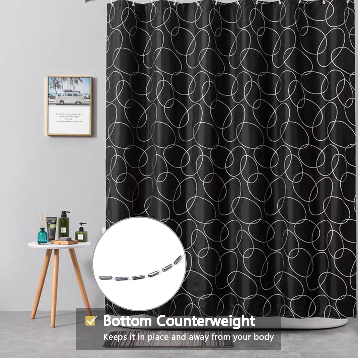 LLSCL Fabric Shower Curtain Liner with Magnets, Waterproof Hotel Quality, 72 x 72 Machine Washable