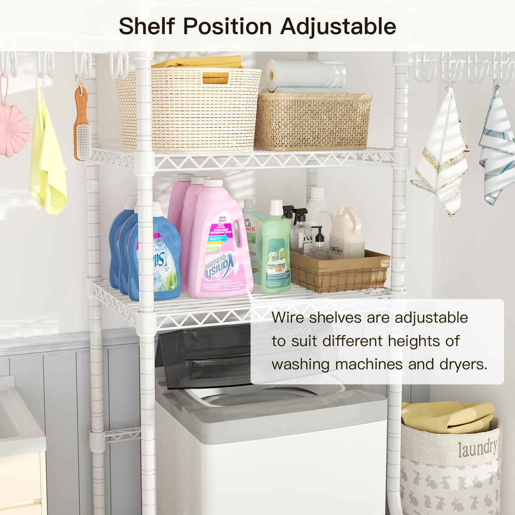 Ulif U8 Medium Laundry Room Storage Organizer, Over the Washer and Dryer Storage Shelves for Laundry Organization, 32.3”W x 17.3”D x 76.2”H, Suit Washing Machine Width within 29.9”, Hold 304 lb, Black