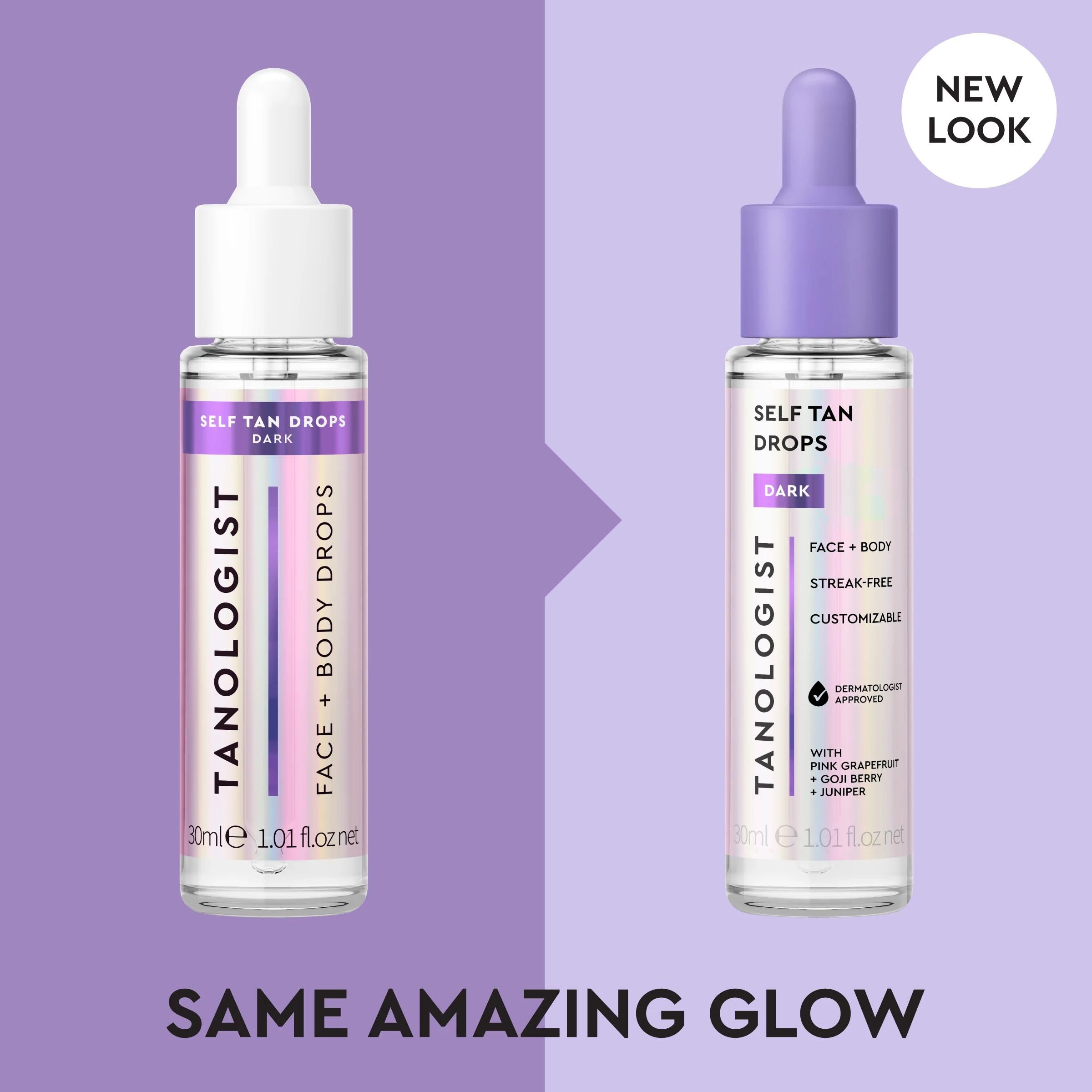 Tanologist Dark Self Tan Drops, Streak-Free Body & Face Tanning Drops, No Fake Tan Smell, for Moisturizer & Lotion, Bronzing Face Tanner, Skincare Ingredients, Vegan, 1.01 fl. oz/30 ml Bottle