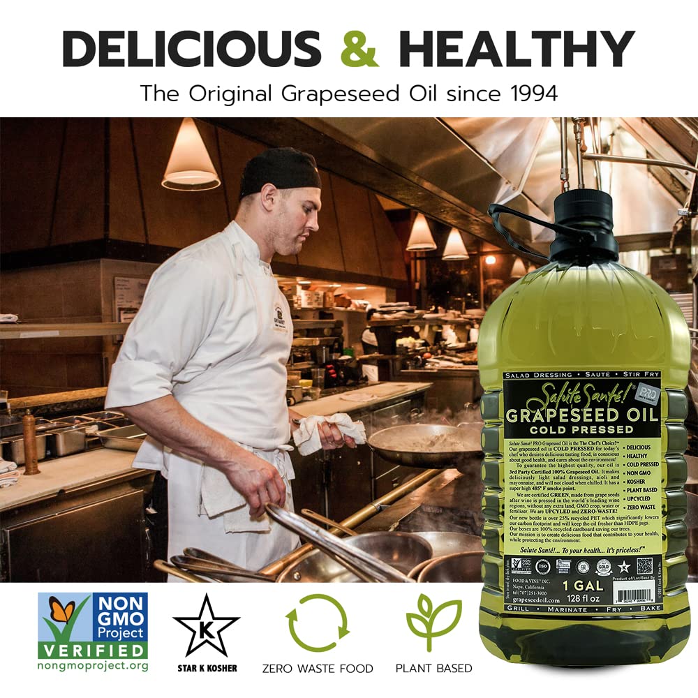 Salute Santé! Cold Pressed Grapeseed Oil – 500 ml 1-Pack — cooking oil, grapeseed oil — High Smoke Point, Neutral Flavor, Ideal for Frying, Baking & Salad Dressings Gourmet kitchen essential